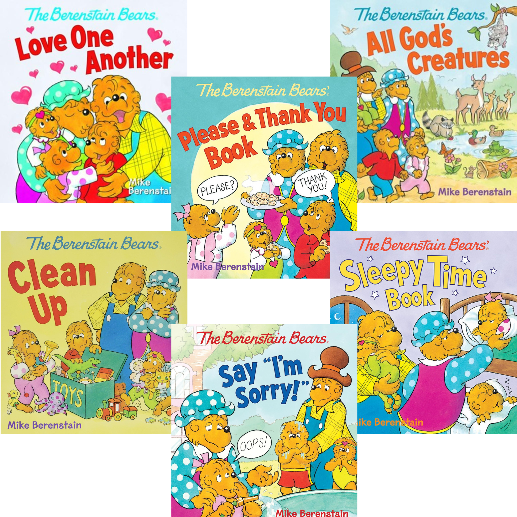 The Berenstain Bears Board Book Collection: Clean Up, Love One Another, Sleepy Time Book, Say 