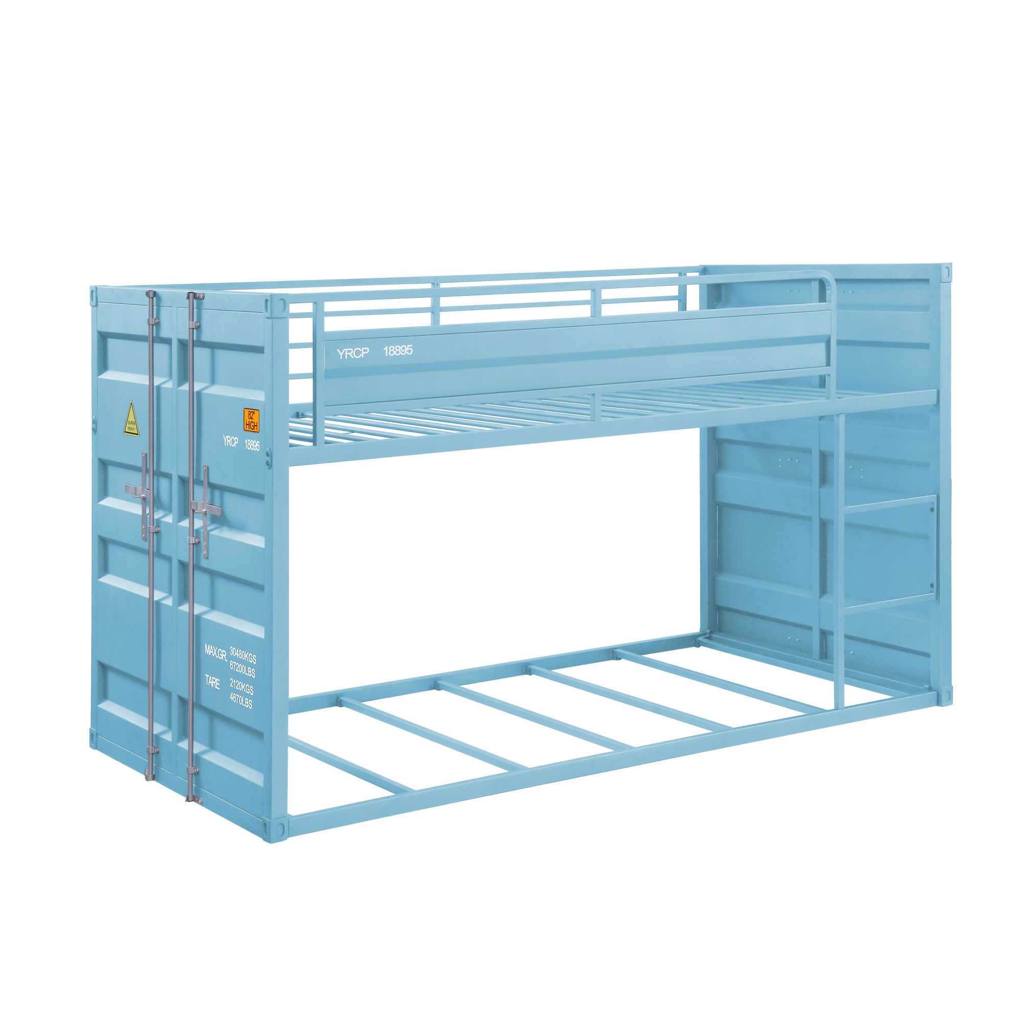 Miekor Furniture Cargo Twin/Twin Bunk Bed, Aqua Finish