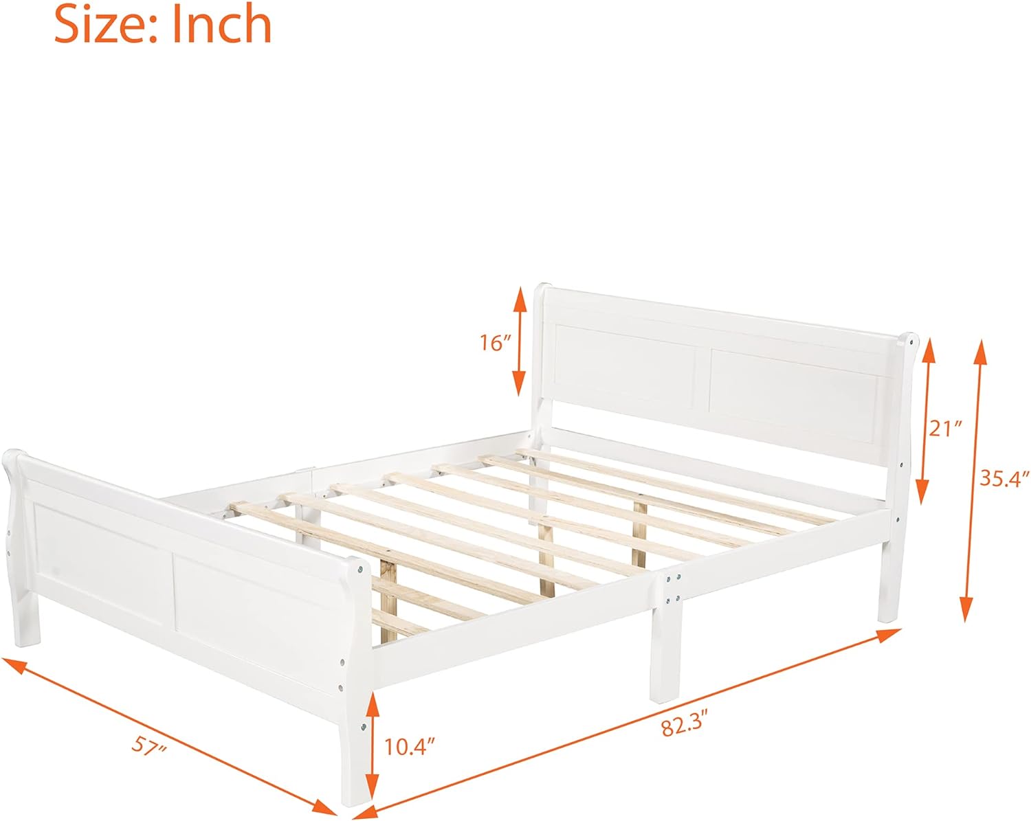 Full Size Platform Bed With Headboard And Footboard,Solid Bed Frame With Strong Slats,No Box Spring Needed