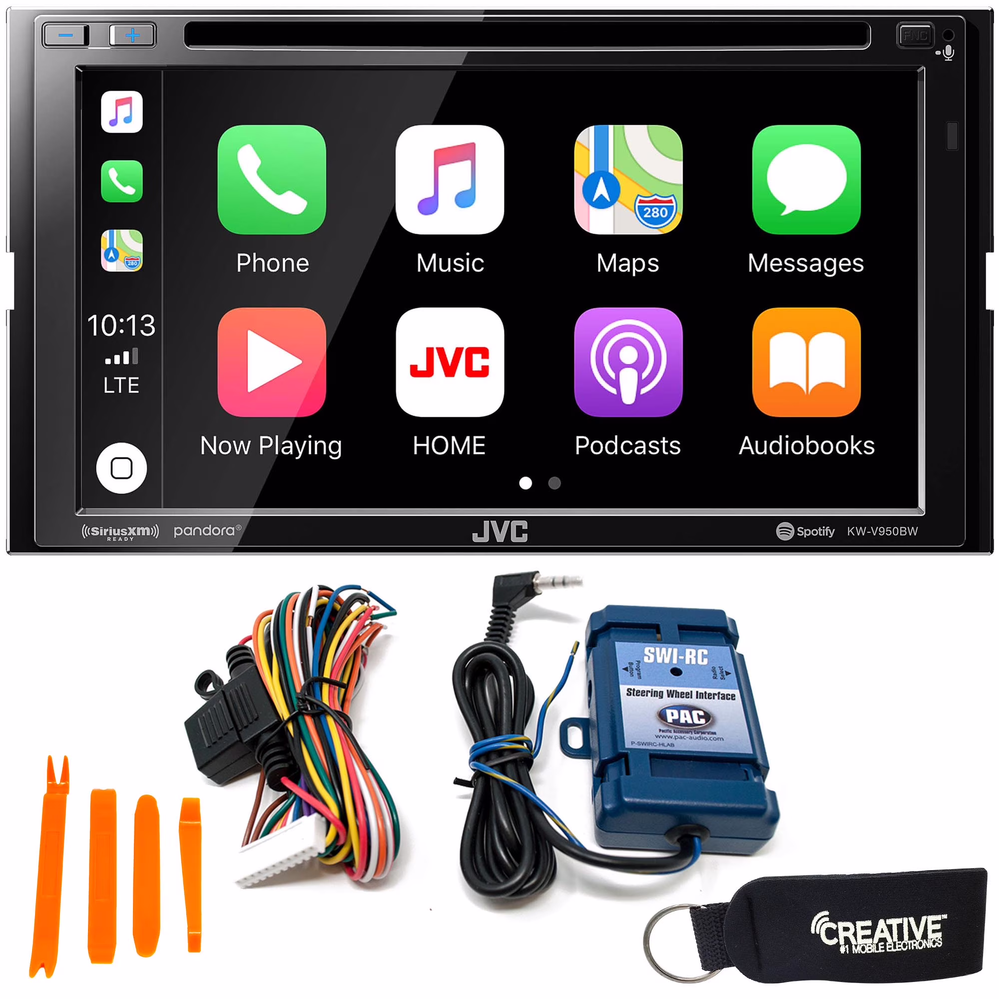 JVC KW-V950BW Compatible With CarPlay, Wireless Android Auto + SWI-RC Steering Wheel Control Interface