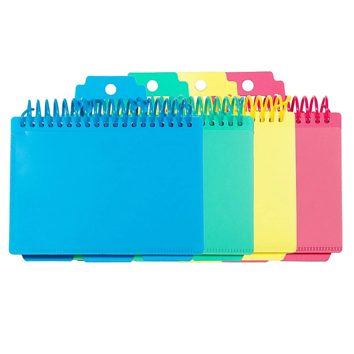 C-Line Spiral Bound Index Card Notebook with Index Tabs, Assorted Tropic Tones Colors, Pack of 6
