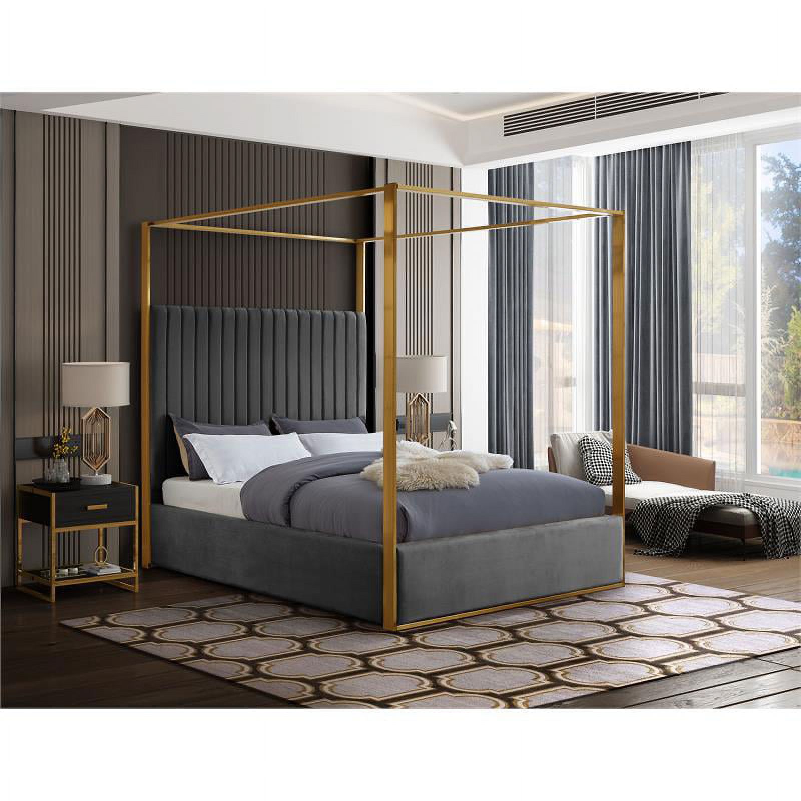 Meridian Furniture Jones Grey Velvet King Bed