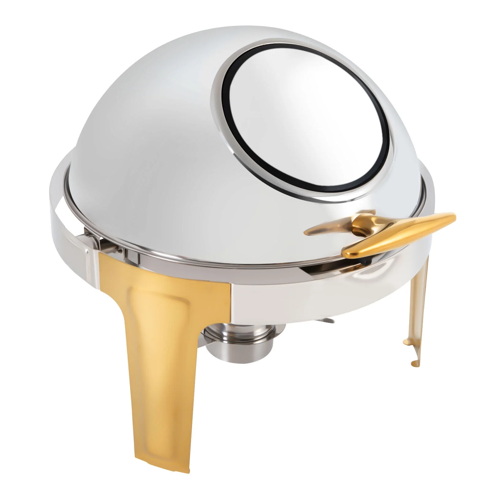 6.3 Quart Roll Top Chafing Dish Set Round Stainless Steel Buffet Warmer Chafer