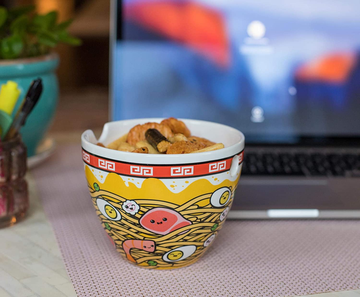 Sunken Noodles Japanese Dinnerware Set | 16-Ounce Ramen Bowl And Chopsticks