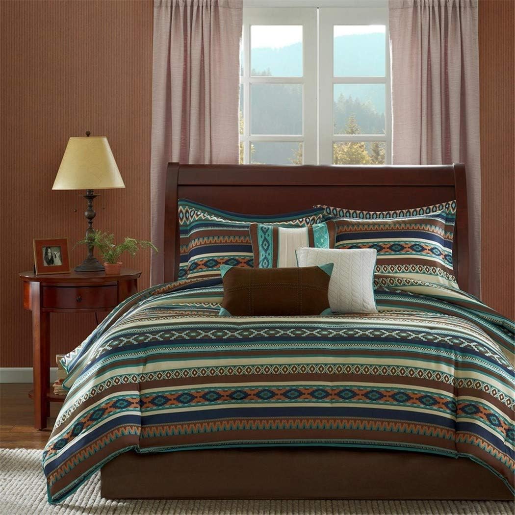 Turquoise American Cal California King Comforter, Shams, Toss Pillows  Bed Skirt (7 Piece Bed In A Bag)