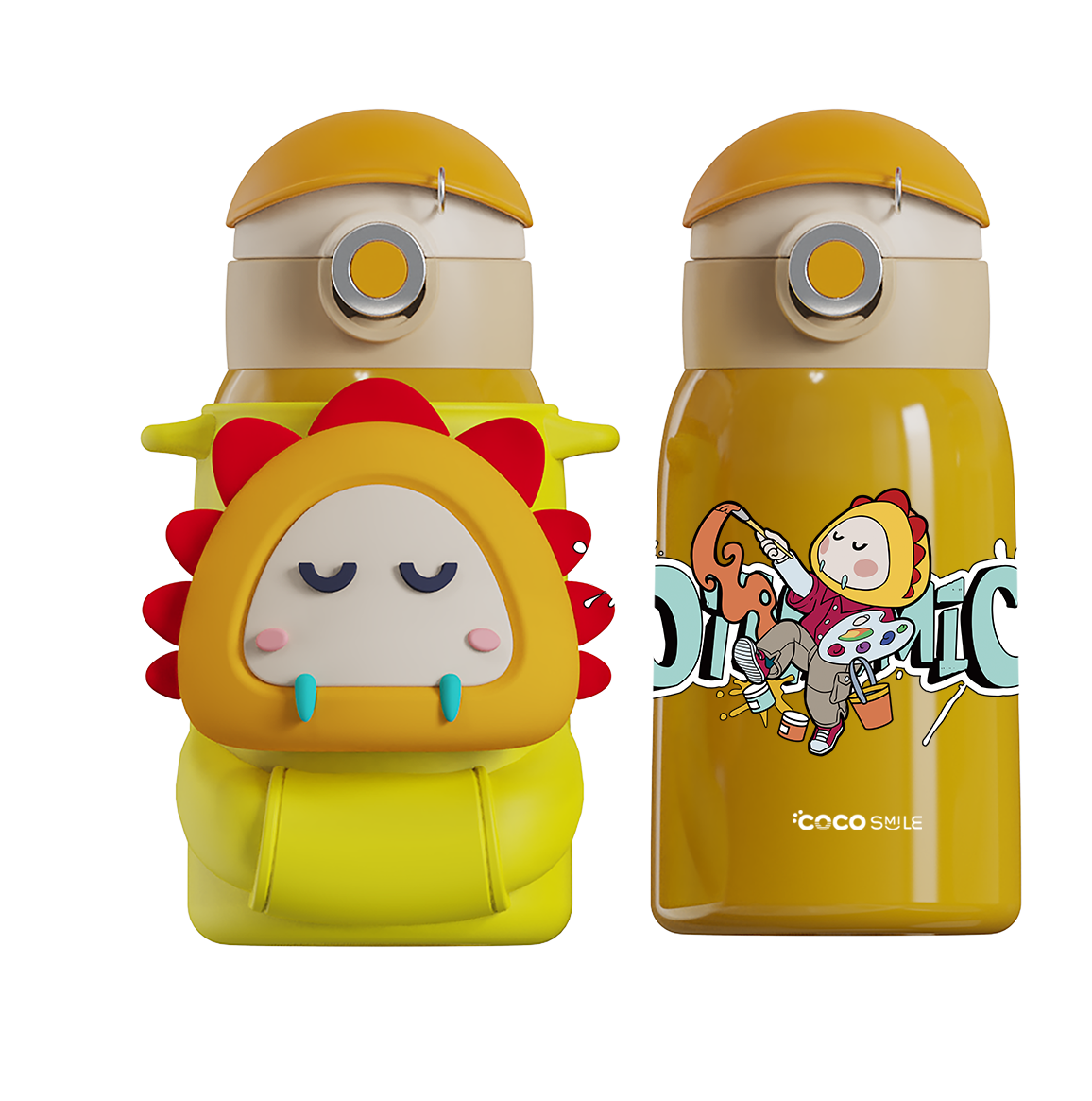 Coco Cap Squeaker Direct Drinking Thermos Cup (Yellow Lion)