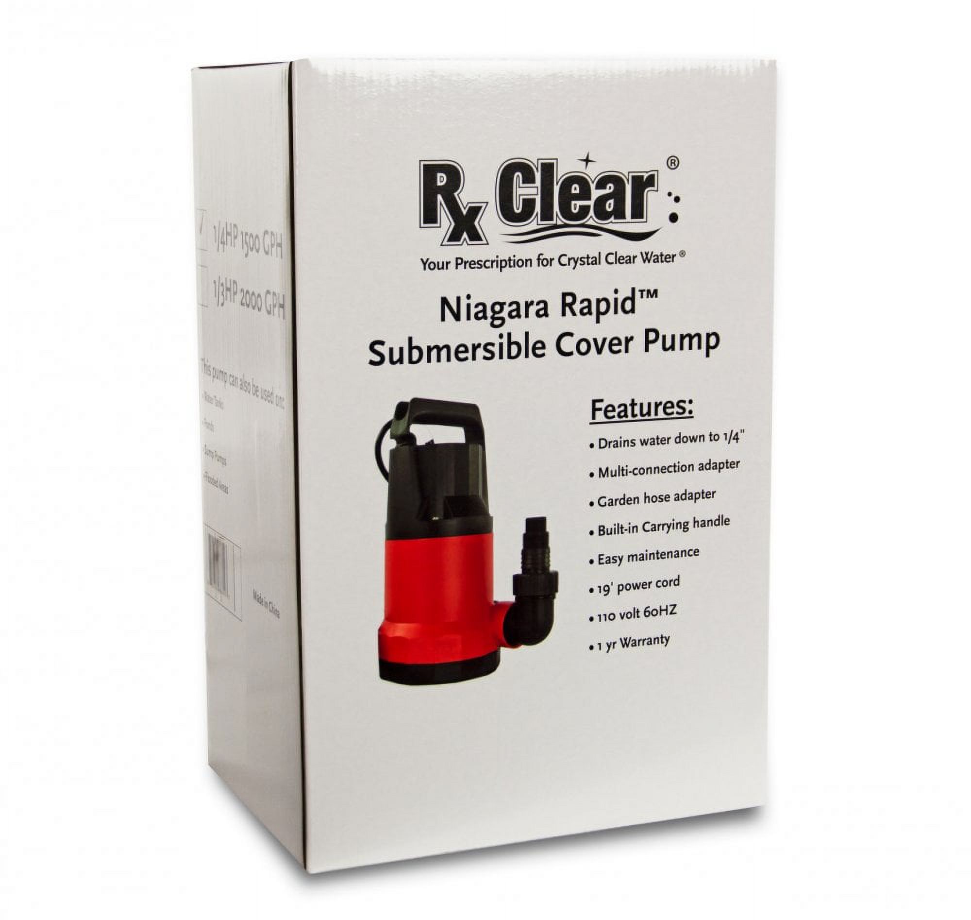 Rx Clear Niagara Rapid Submersible Cover Pool Pump, 1/4 HP
