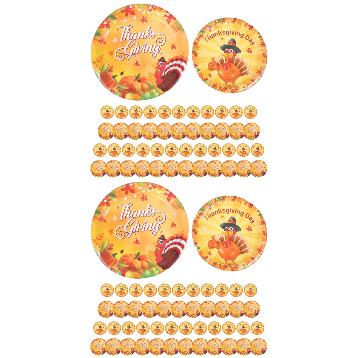 HOMEMAXS 96 Pcs  Disposable Party Plates Thanks Giving Paper Plates Turkey Pattern Party Tableware