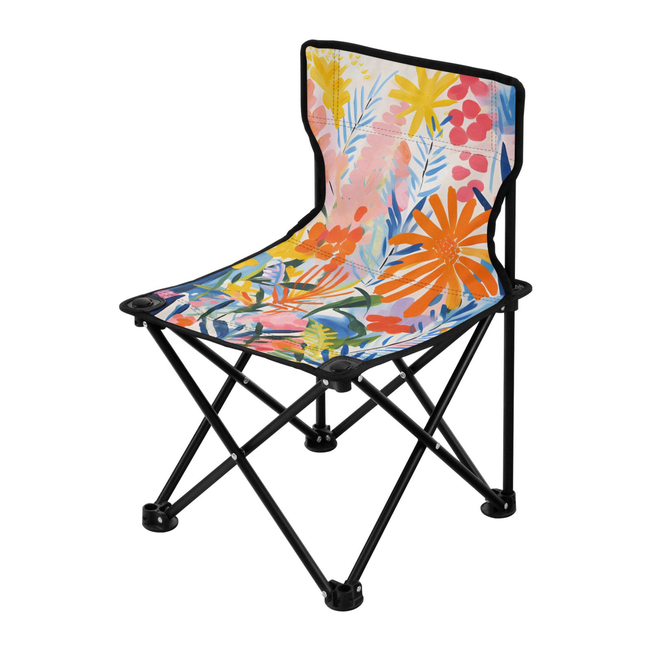 Floral Flowers Portable Camping Chair Outdoor Folding Beach Chair Fishing Chair Lawn Chair with Carry Bag Support to 220LBS