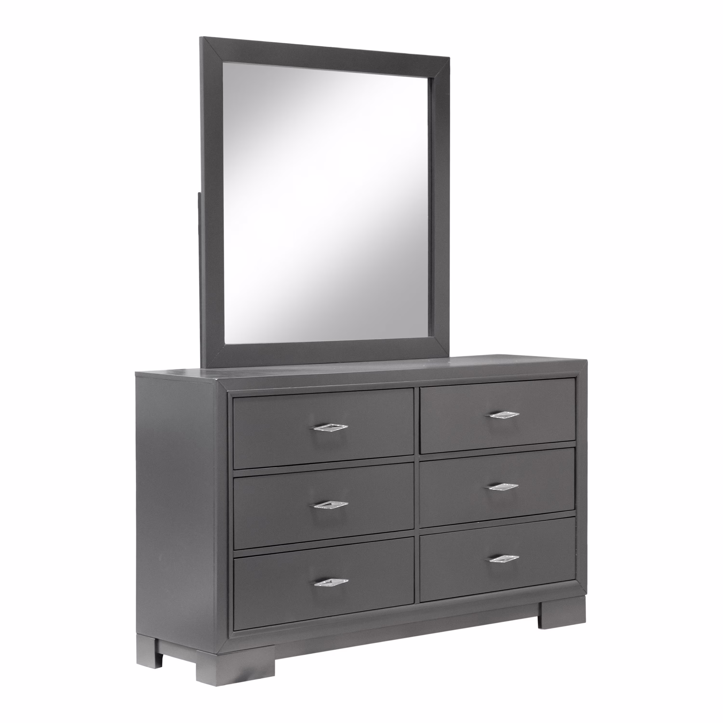 Furniture of America Willow Wood 6-Drawer Dresser with Mirror, Gray