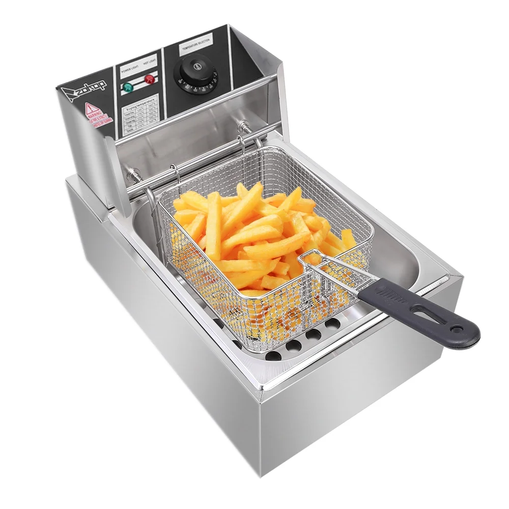 EH81 2500W MAX 110V 6.3QT/6L Stainless Steel Single Cylinder Electric Fryer