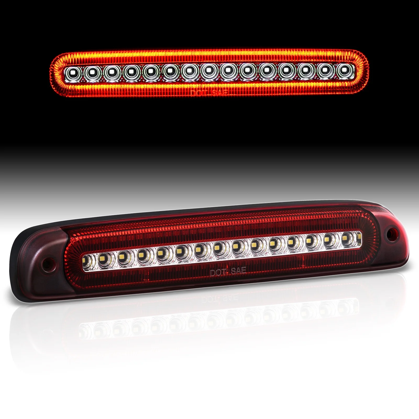 AJP Distributors Red LED Third 3RD Brake Light Cargo Tail Stop Lamp Compatible/Replacement For Ford F250 F350 Ranger Mazda B2300 B2500 B3000 2000 2001 2002 2003 2004 2005 2006 2007 2008 2009 2010 2011