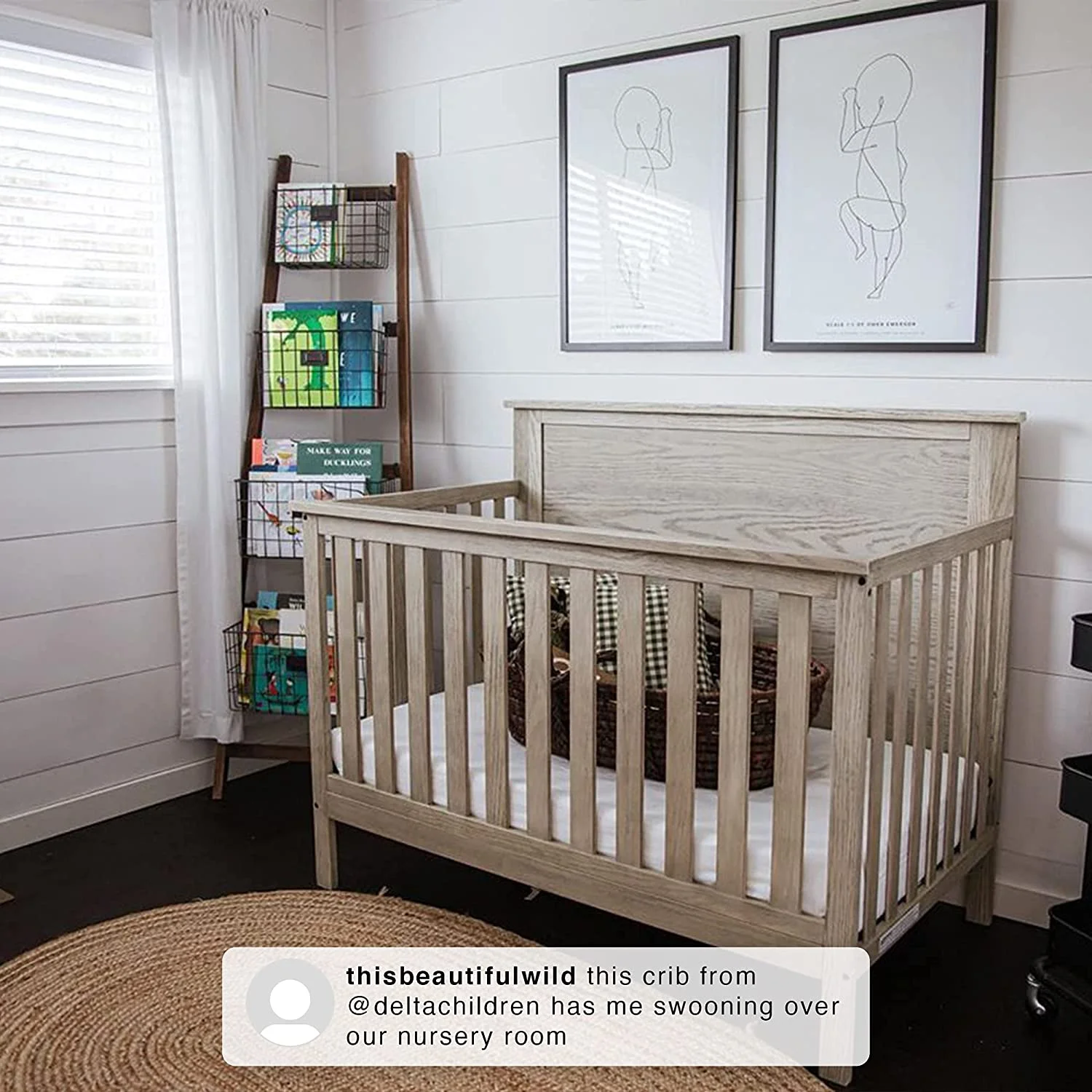 Delta Children Middleton 4-in-1 Convertible Baby Crib, Greenguard Gold Certified, Textured Limestone