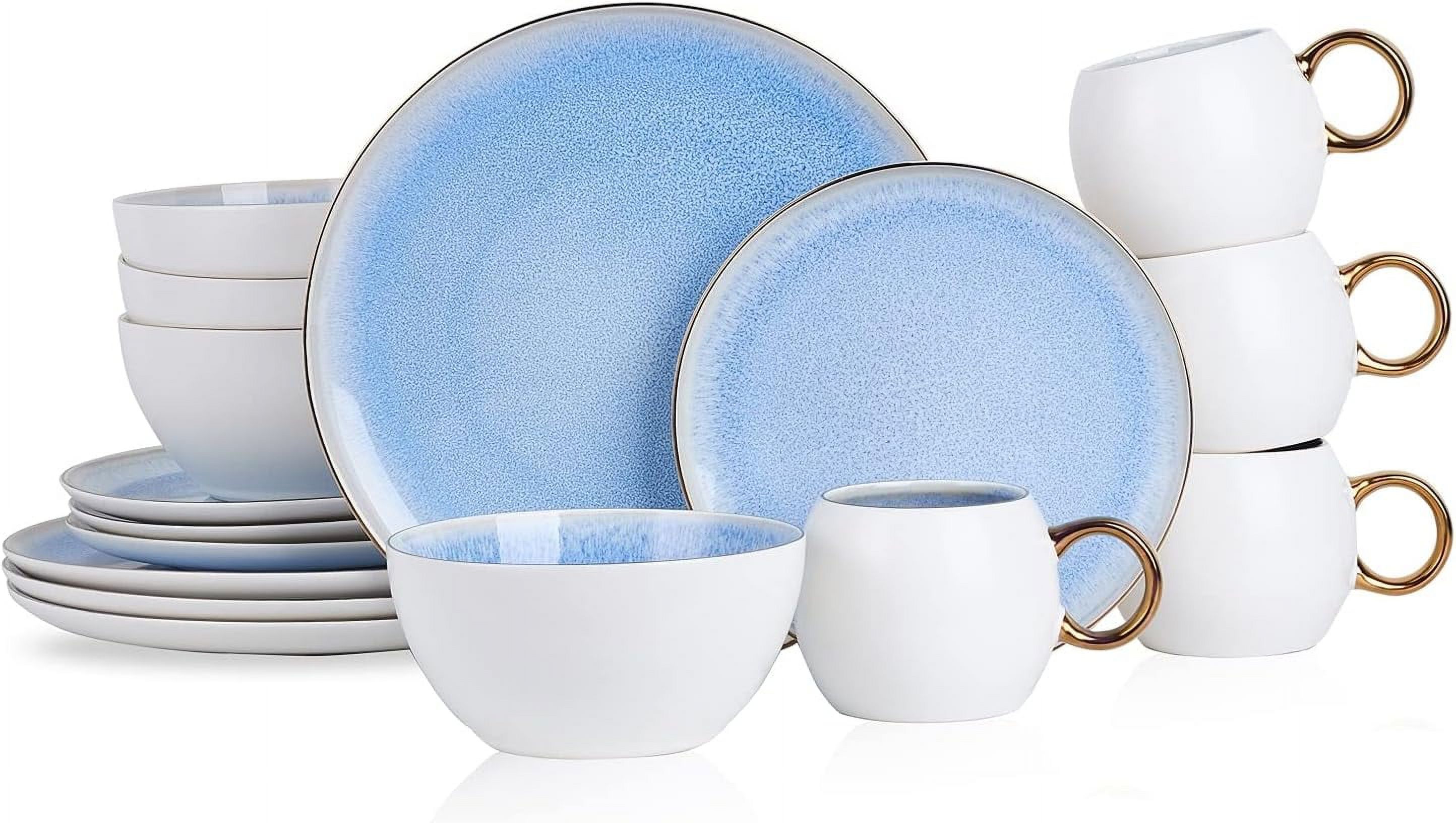 Josephine Formal Porcelain Dinnerware, Set Of 4, Blue, White And 16-Piece