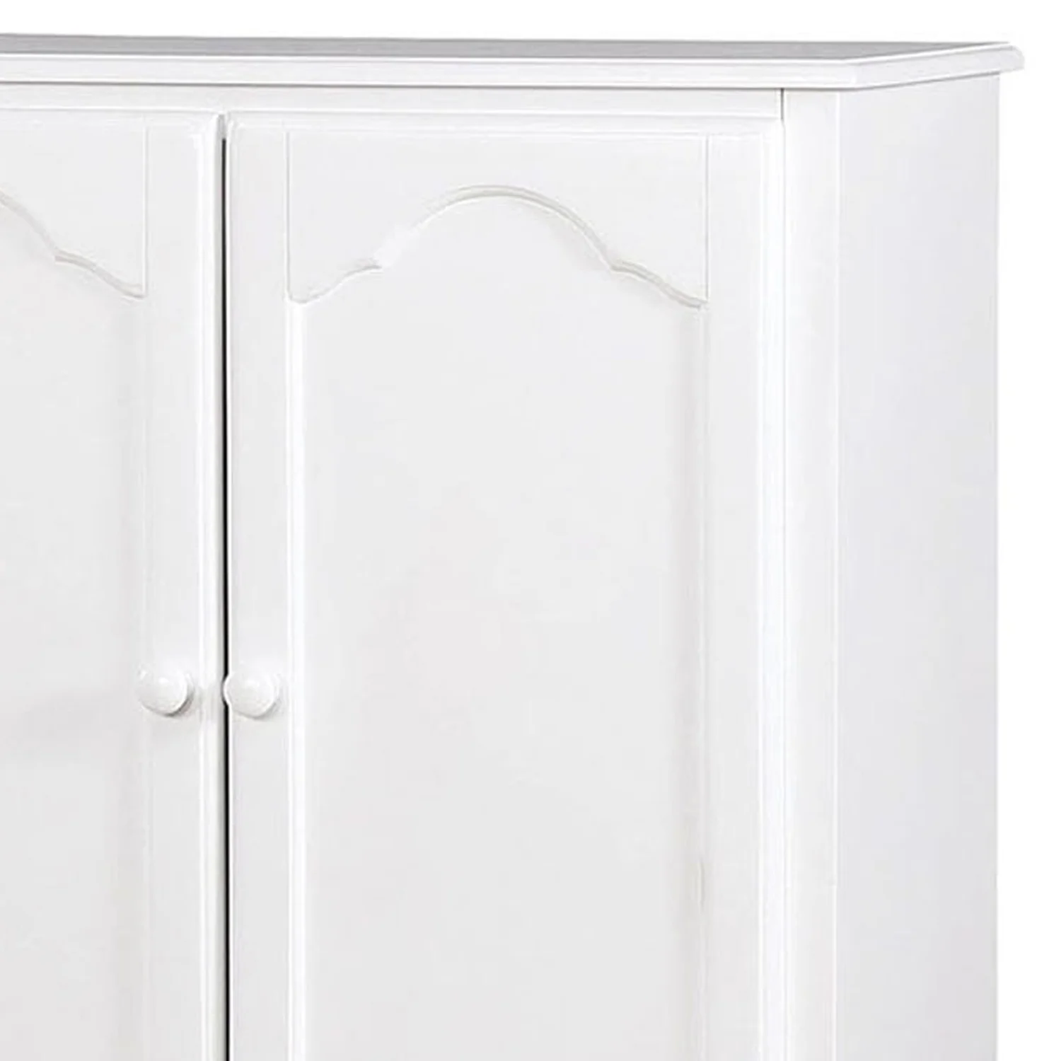 Benjara 51 Inch 2 Drawer Wooden Armoire with Arched Base, White