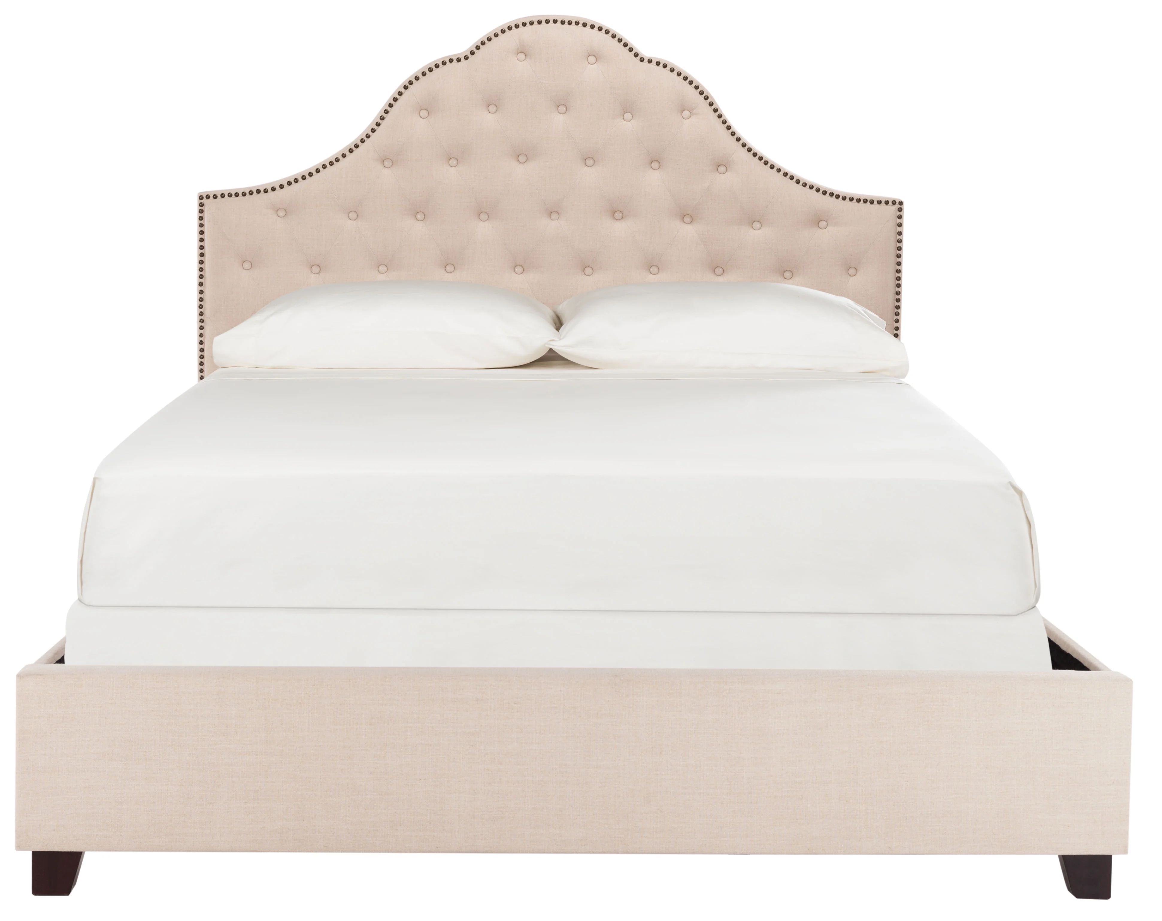 SAFAVIEH Beckham Modern Glam Tufted Headboard with Nail Heads, Queen, Beige