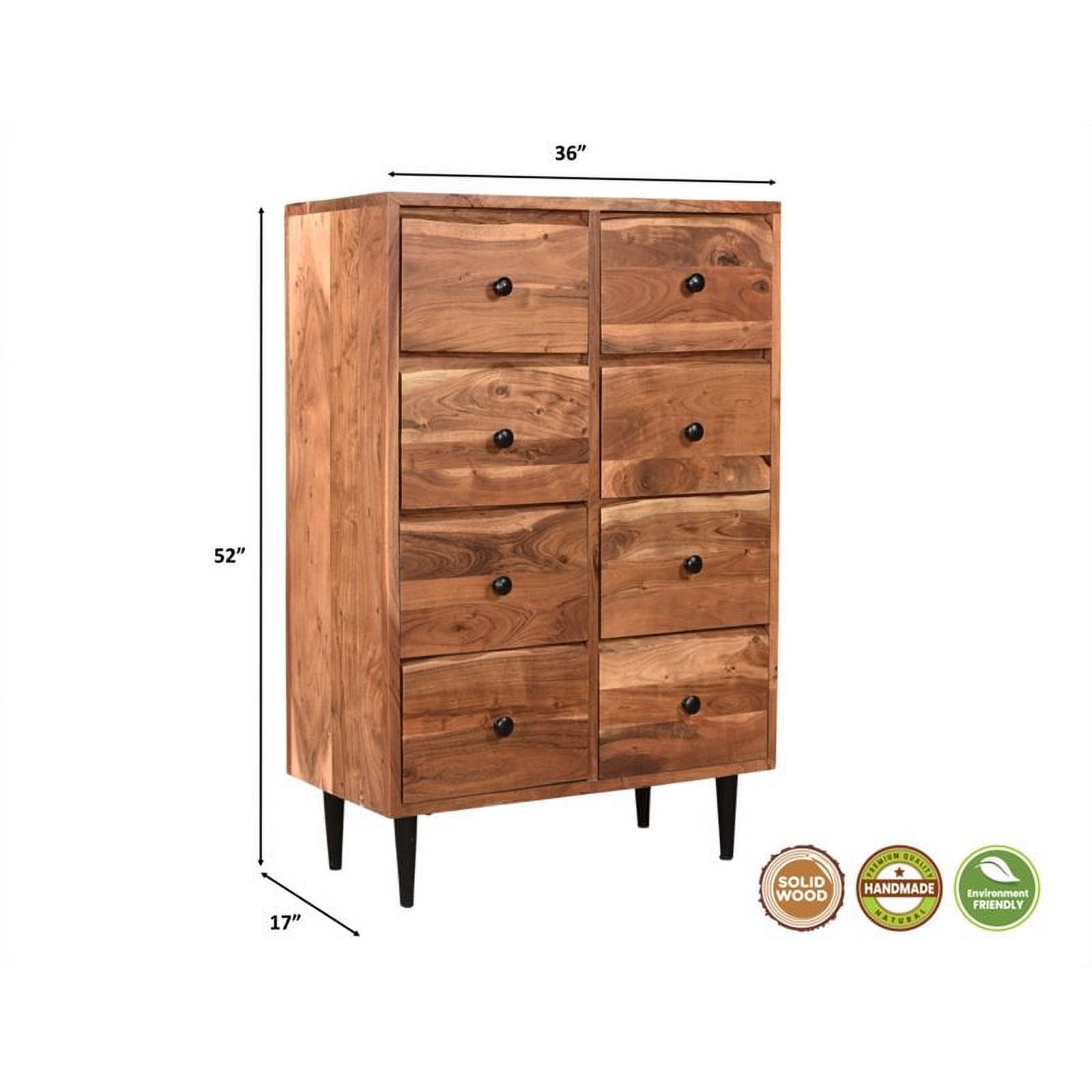 Taran Designs Harper 8-drawer Live Edge Solid Wood Chest in Brown/Black