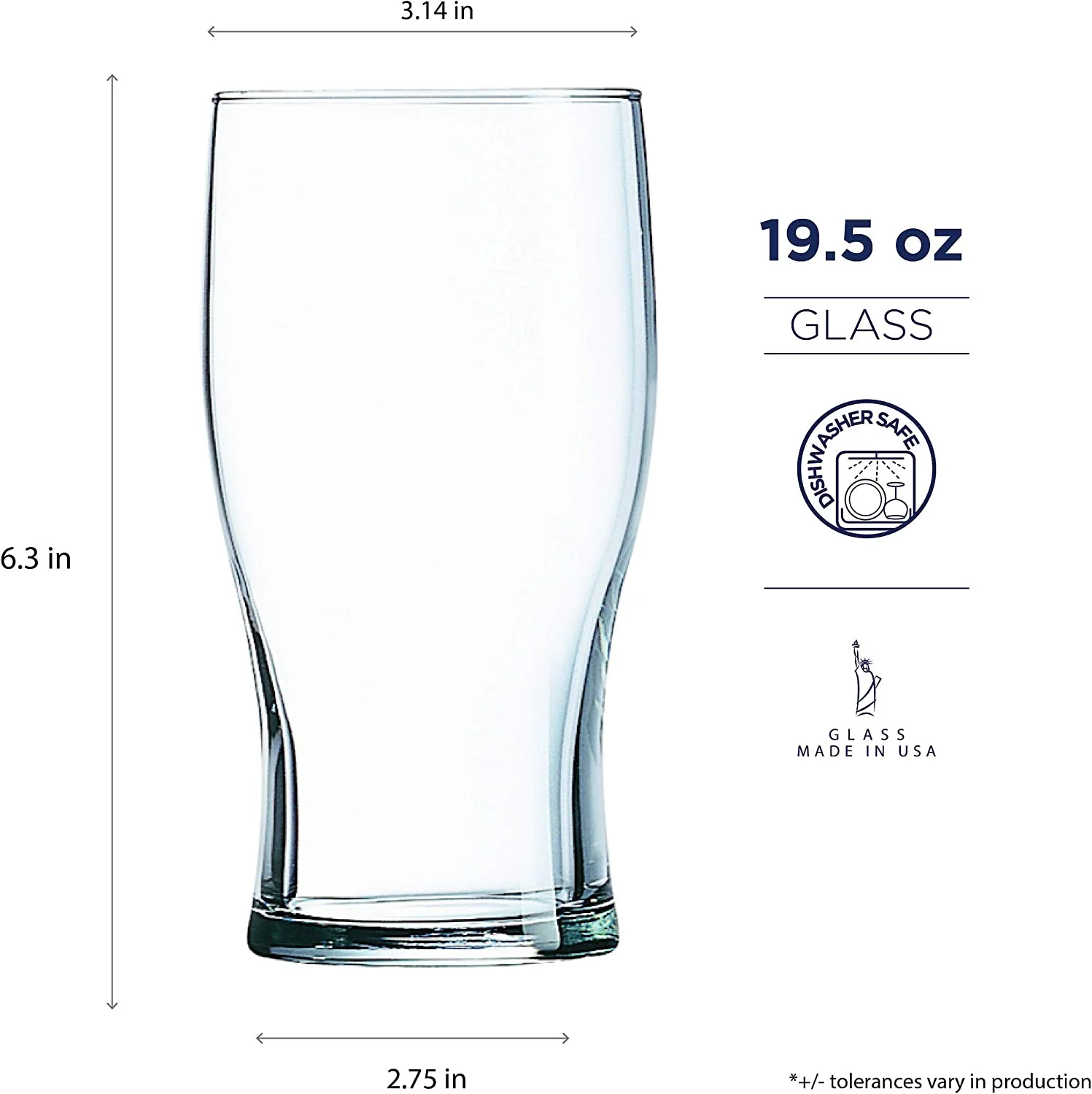 Luminarc Craft Brew 19.5 Ounce Tulip Pint Glass, Set Of 4, Clear