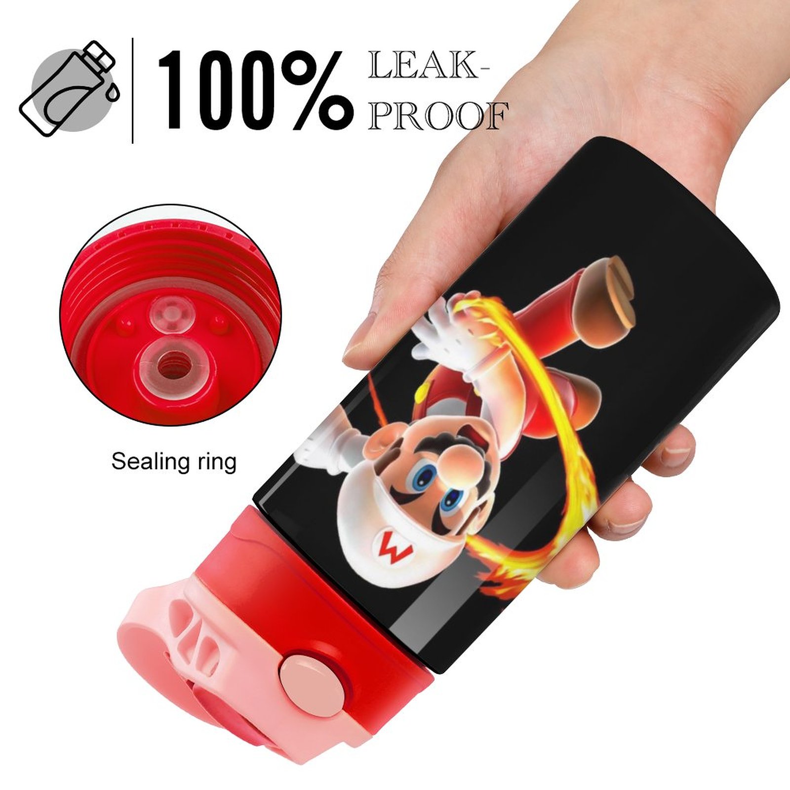 Super Mario Fire Kid's Insulated Water Bottle With Straw Vacuum Stainless Steel Cup Leak-Proof Children Toddler Thermoses