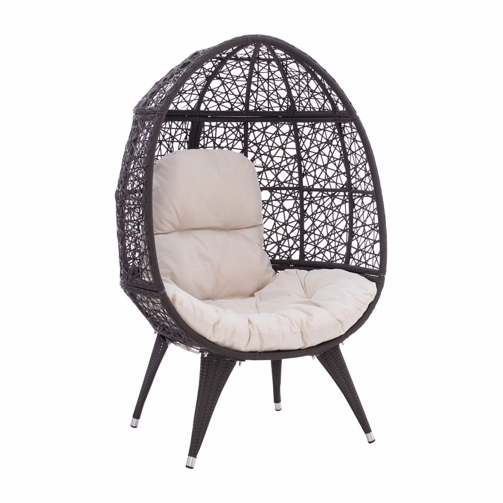 Riverbay Furniture Farmhouse Indoor Outdoor Metal Rattan Round Chair in Brown