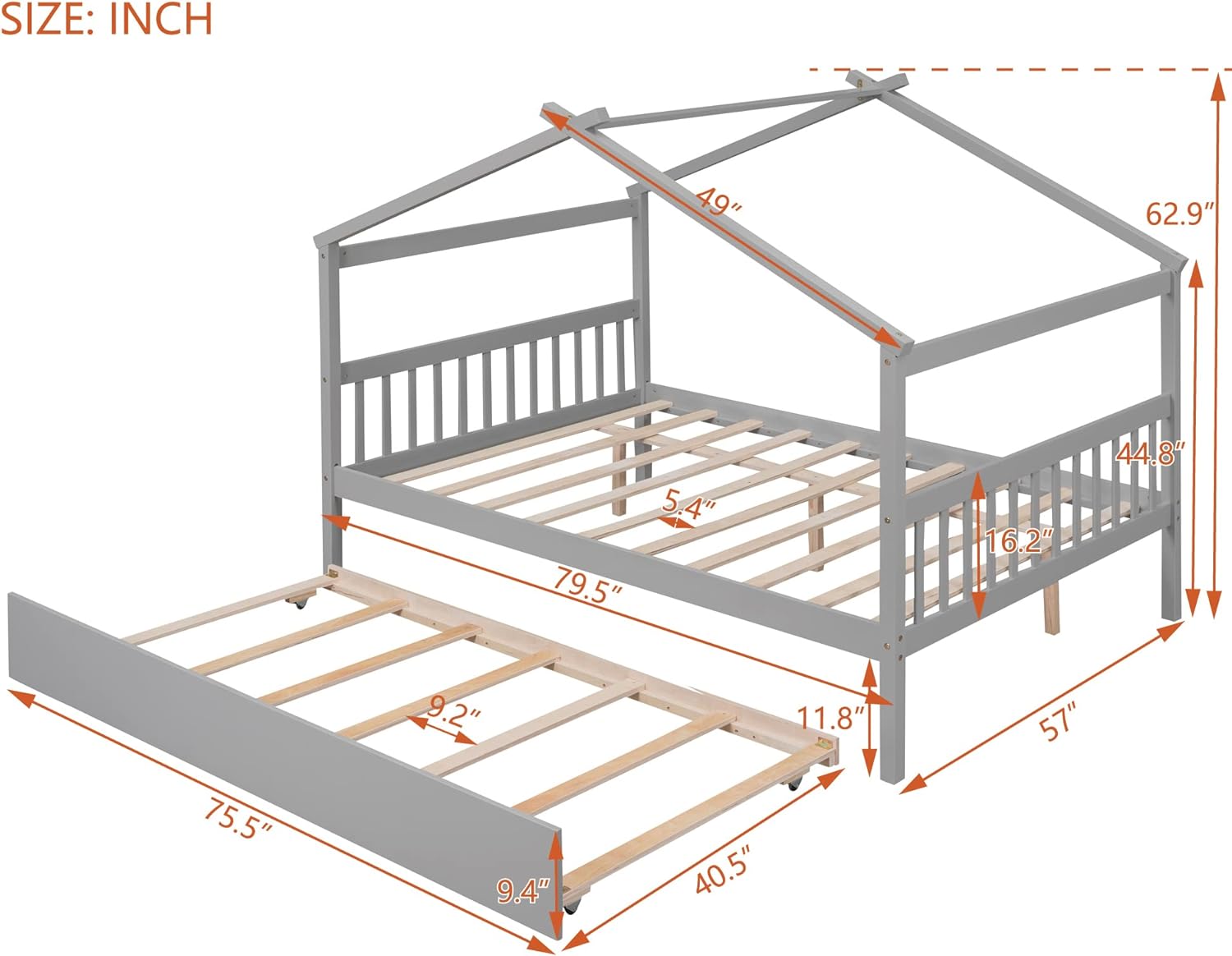 Full House Bed Frame With Trundle
