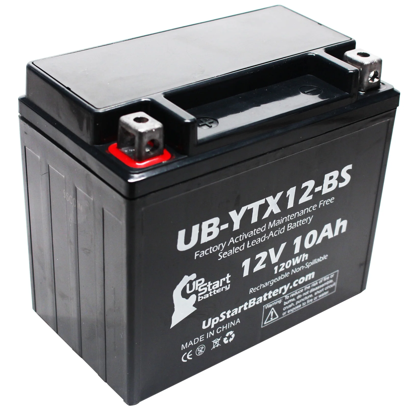 Replacement 2008 Suzuki SV650, S 650 CC Factory Activated, Maintenance Free, Motorcycle Battery - 12V, 10Ah, UB-YTX12-BS