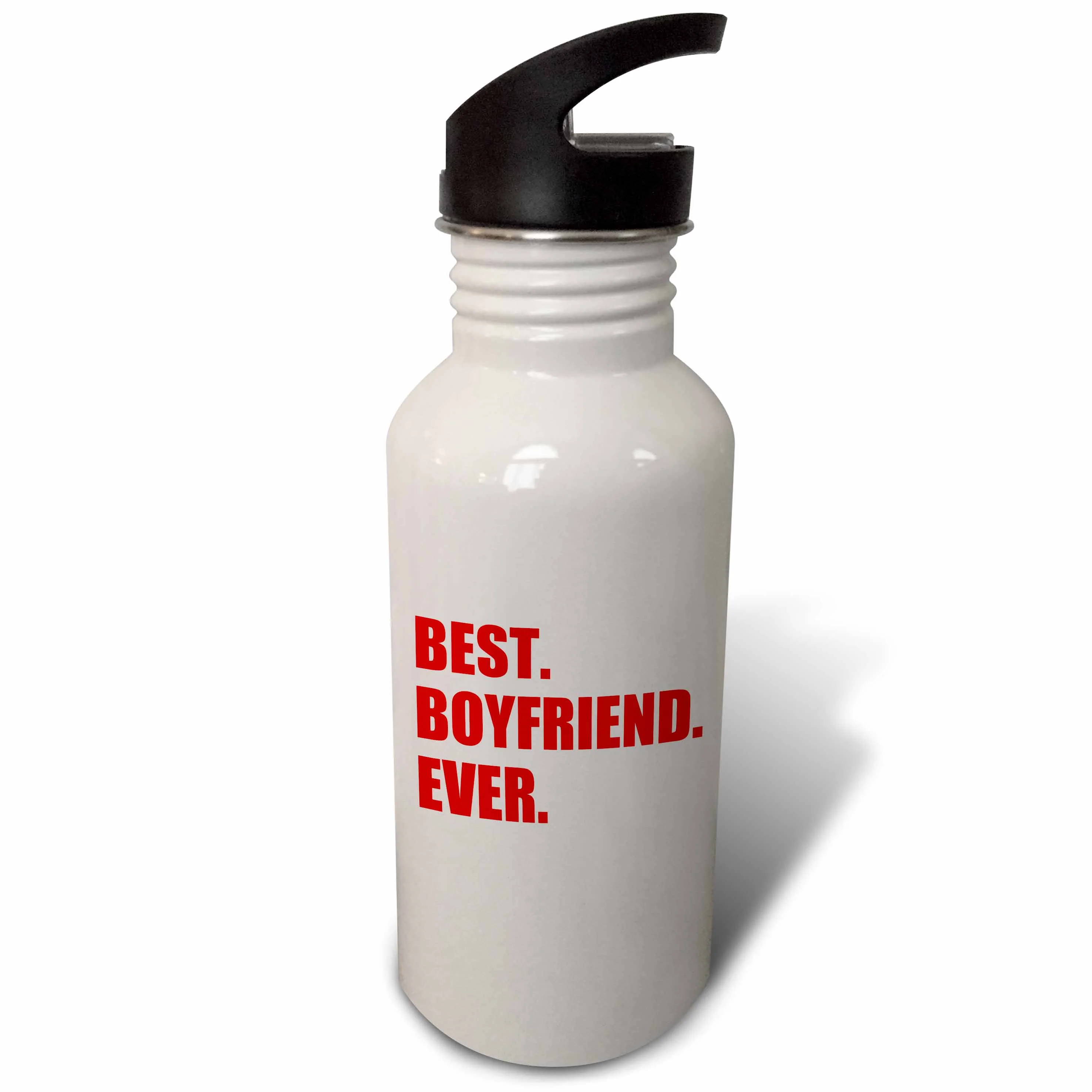Red Best Boyfriend Ever text anniversary valentines day gift for him 21 oz Sports Water Bottle wb-179712-1
