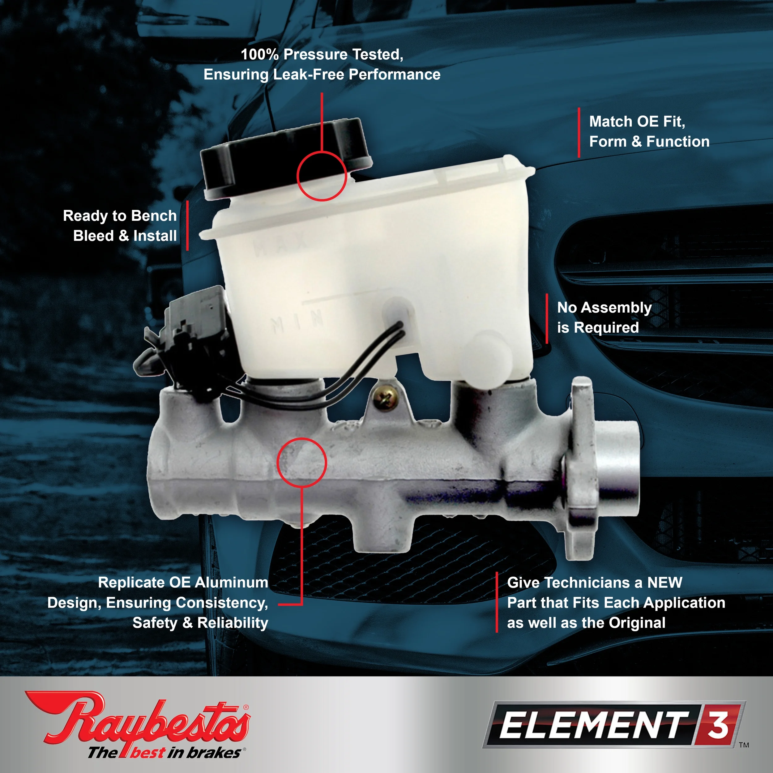 Raybestos Element3 New Master Cylinder, MC390415 Fits select: 1998-2002 TOYOTA SIENNA