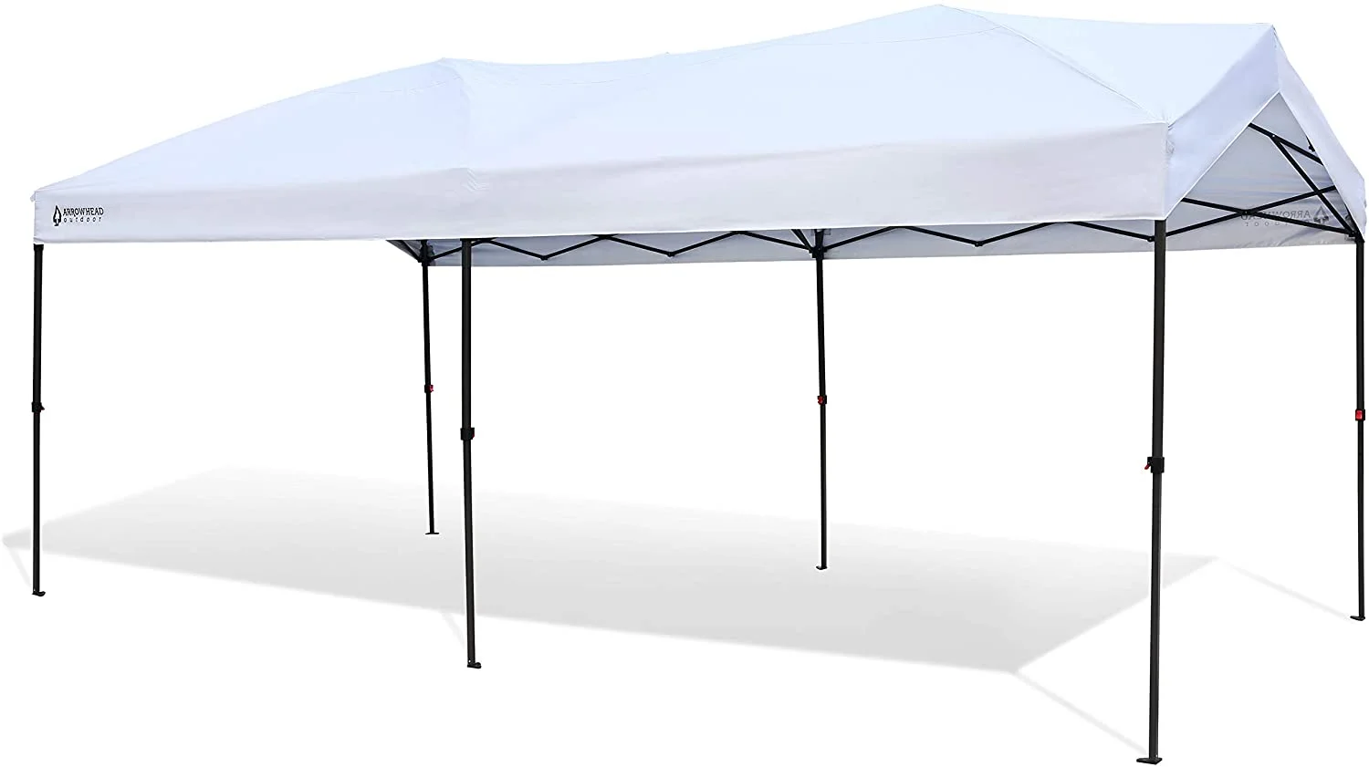 ARROWHEAD OUTDOOR 10’x20’ Pop-Up Canopy & Instant Shelter, Wheeled Carry Bag, Guide Ropes & Stakes Included, USA-Based (White)