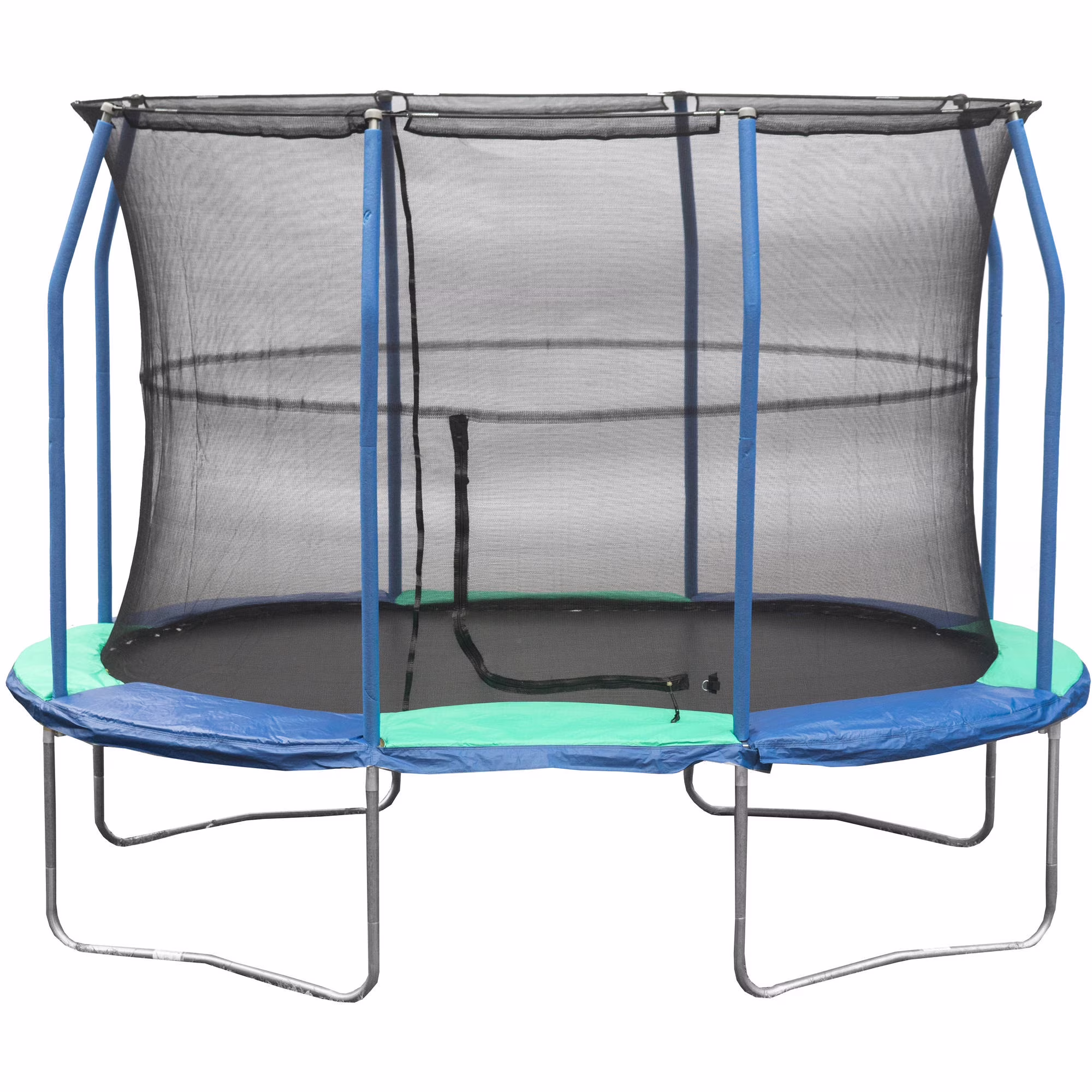 JumpKing Oval 8' x 11.5' Trampoline, with Enclosure, Blue/Green