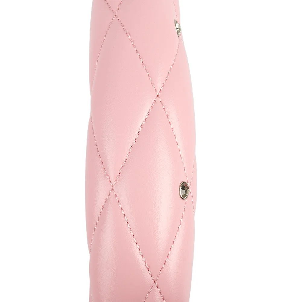 Pink Car Steering Wheel Cover 38cm/15Inch PU Leather Bling W/ Rhinestone Decor