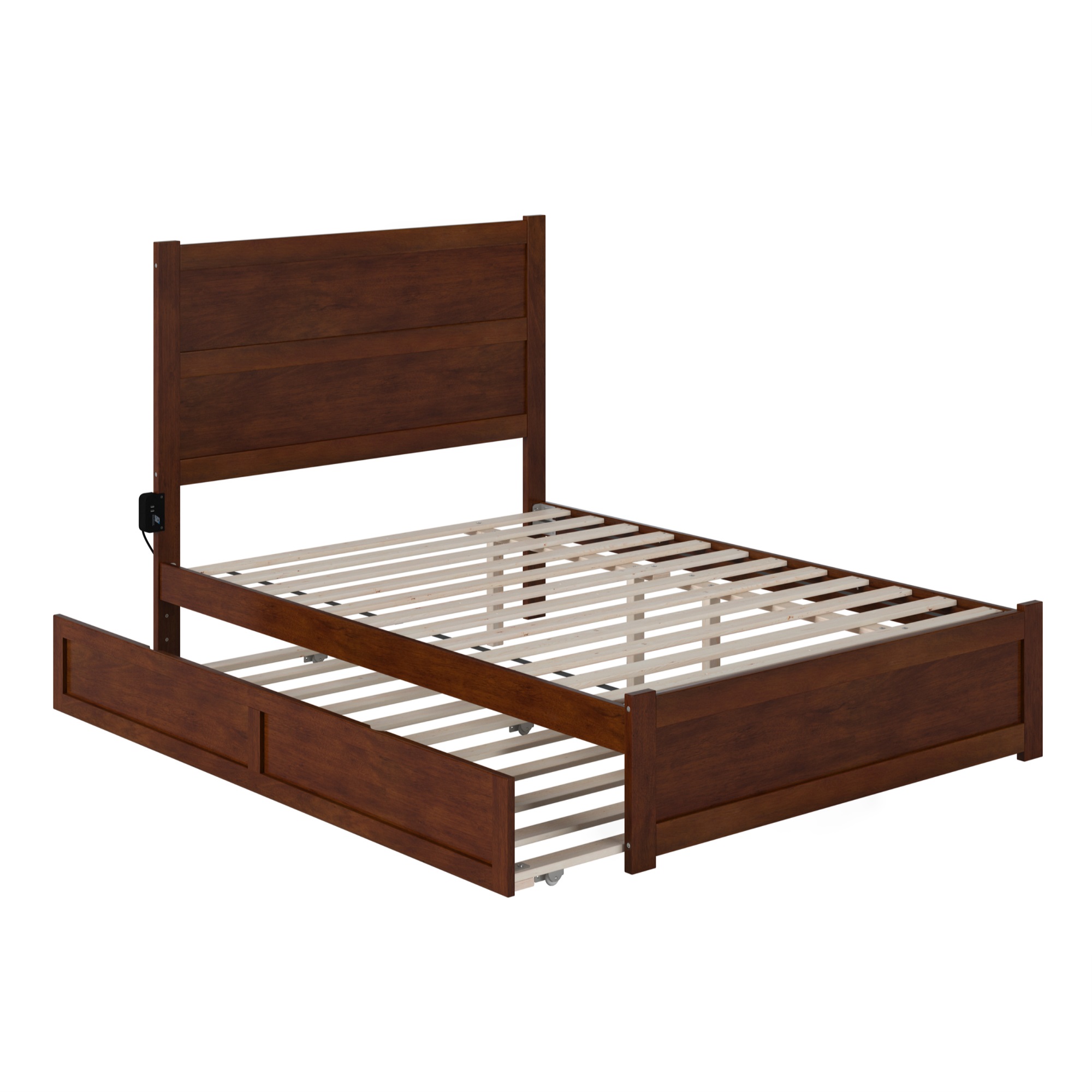 AFI NoHo Wood Full Bed with Footboard and Twin Trundle in Walnut