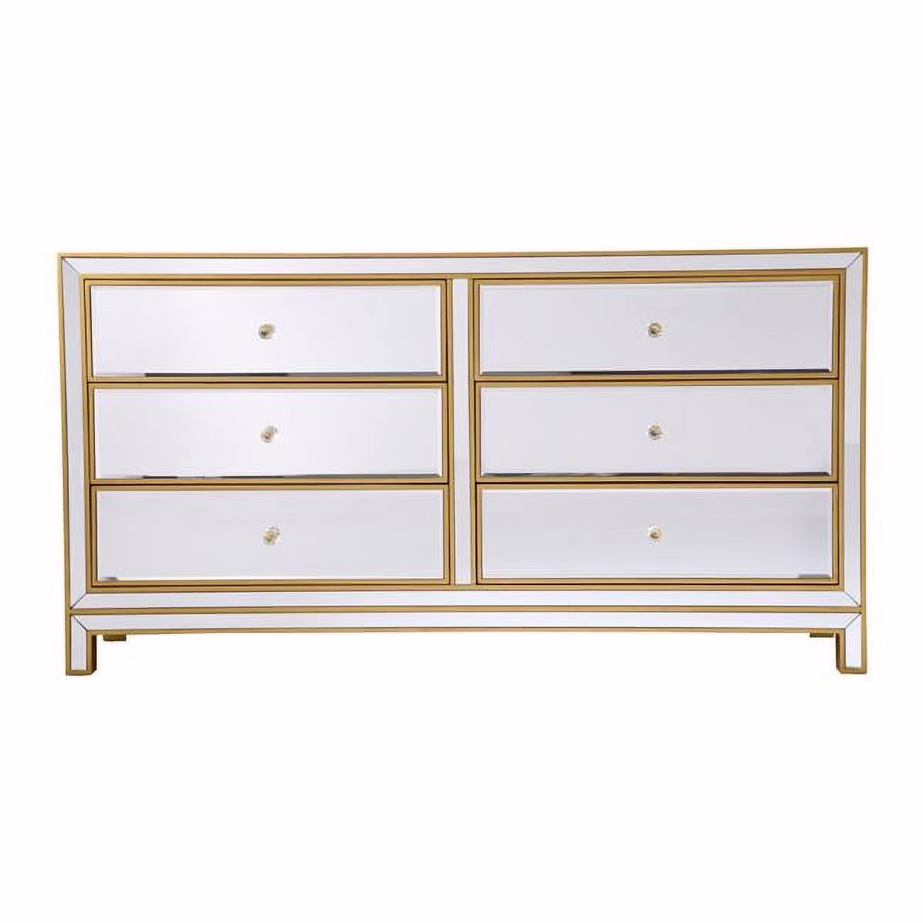 38 x 12 in. Dresser with 6 Drawers, Gold