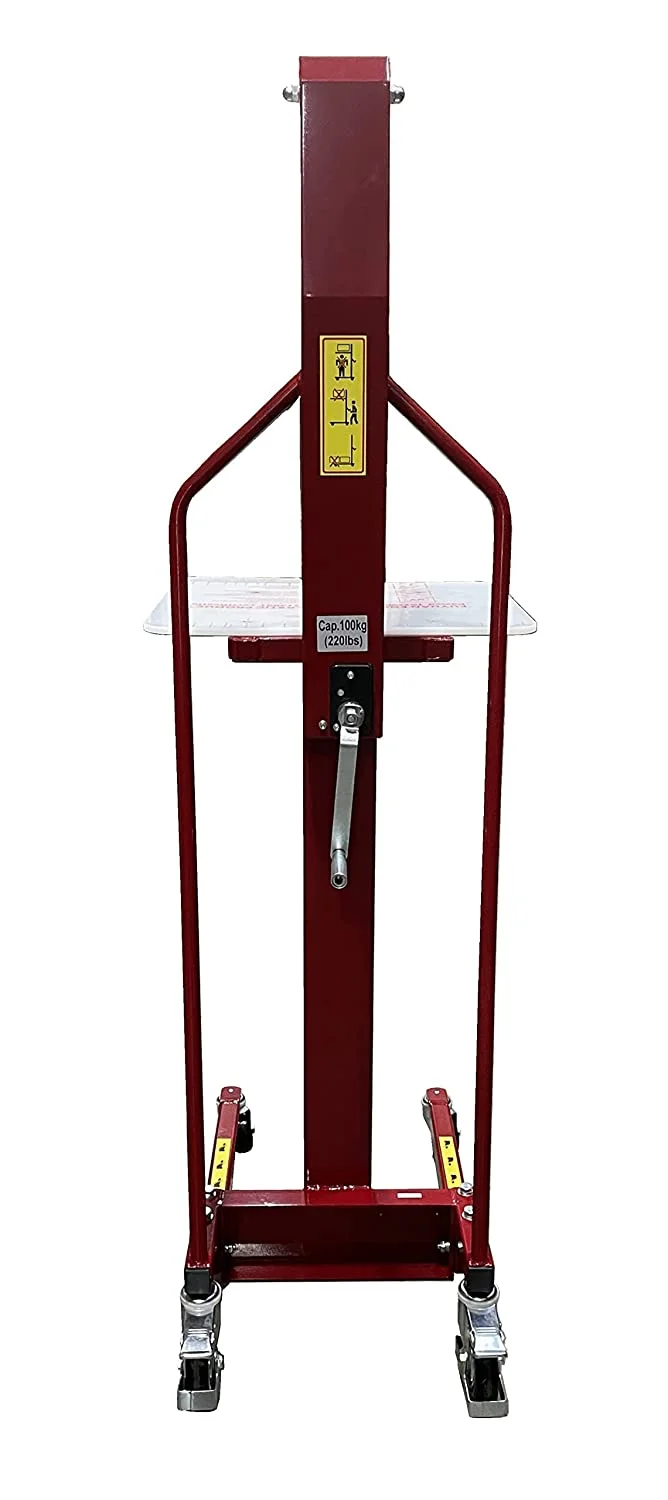 Pake Handling Tools - Winch Stacker, Manual Work Positioner Lift Truck - Steel Lightweight and Easily Maneuverable Lift with 220 lbs Capacity 59