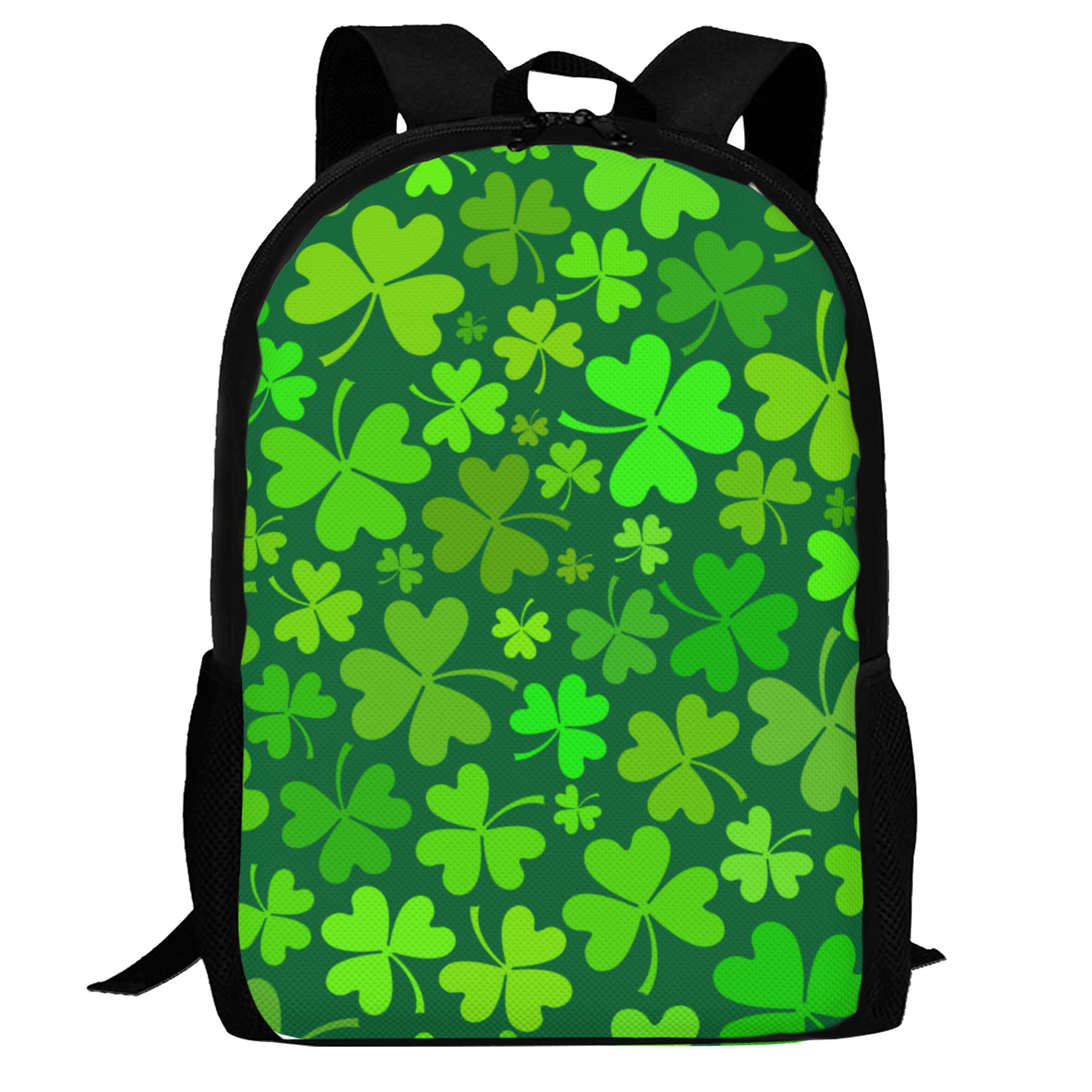 LAKIMCT Dark Green Clover Casual Backpack 15.6 Inch for Adults Kids, Business Laptop Bag Student Bookbag for College Travel Vacation