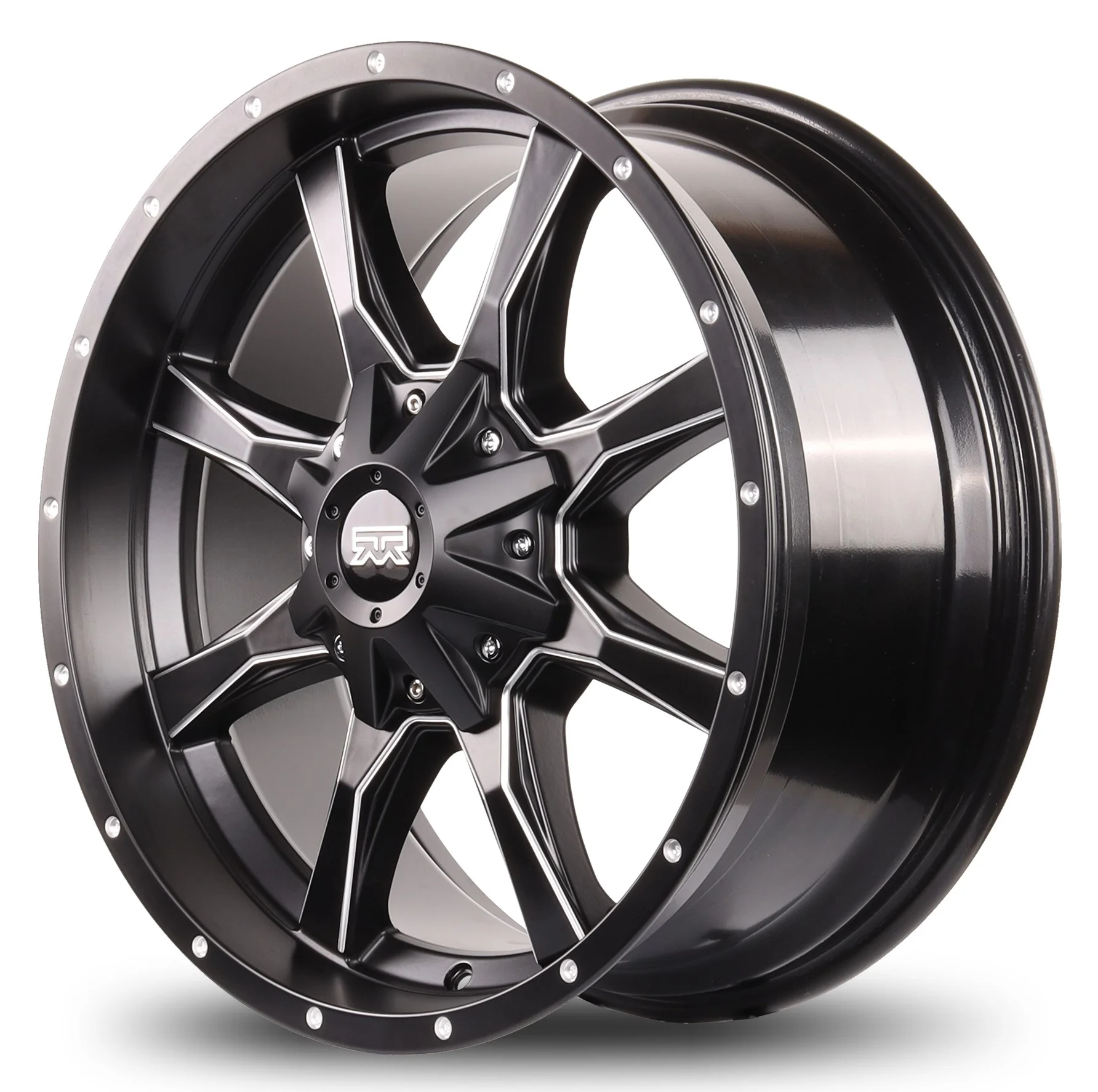 20x9 Mudder Trucker MT513 Breakover Black with Milled Edges 5x139.7 5x5.5 5x150 ET18 wheel rim