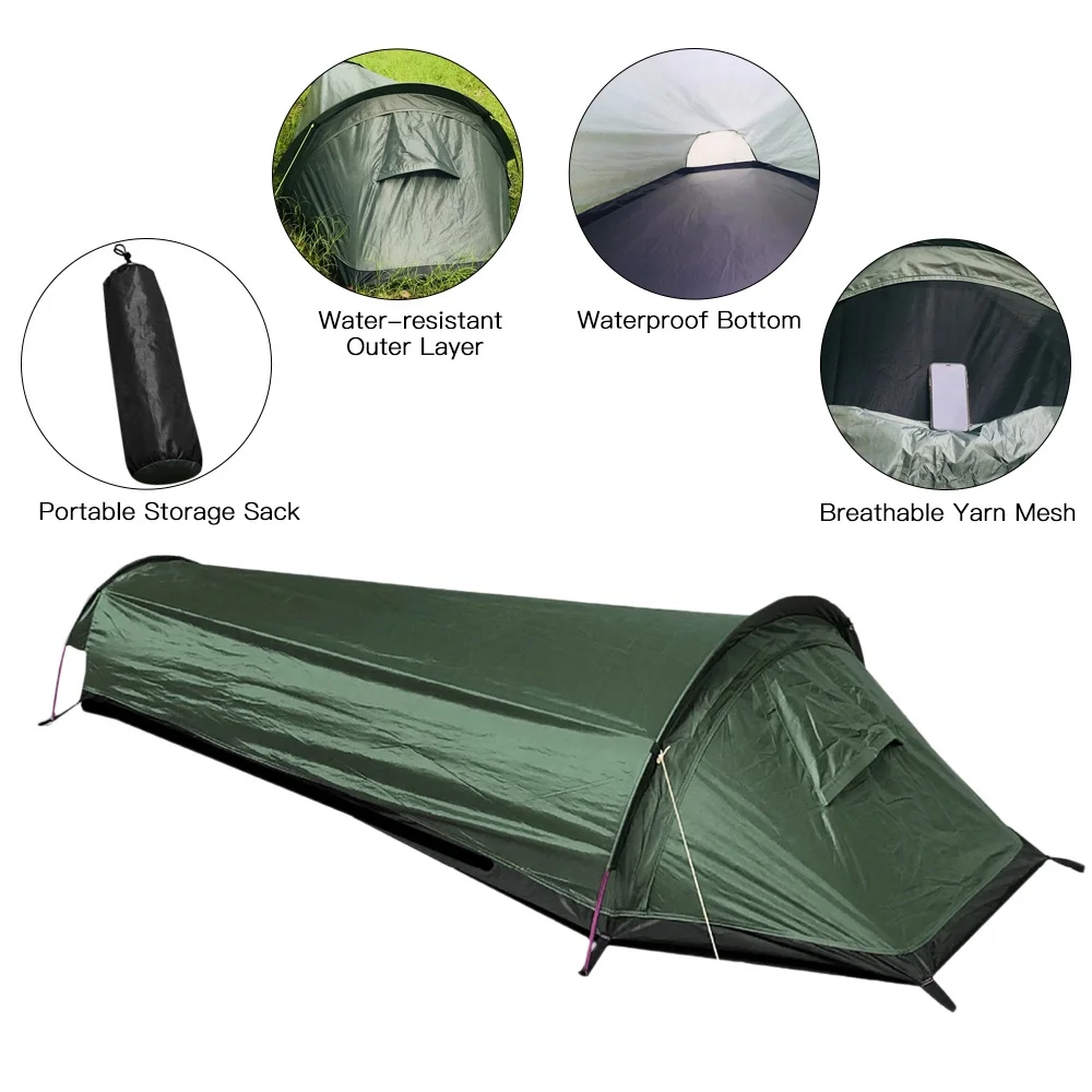 GoolRC Hiking Bivy Tent, Lightweight Sleeping Bag Tent for Single Person Backpacking with Ground Cloth Embrace Beauty of Nature