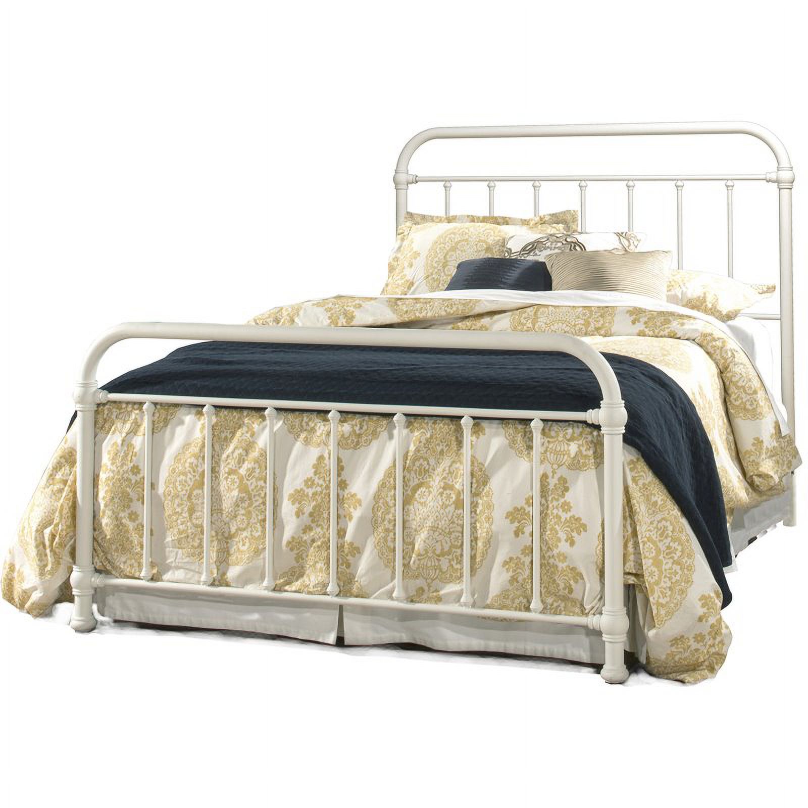 Bowery Hill Farmhouse Full Metal Spindle Panel Bed in White Finish