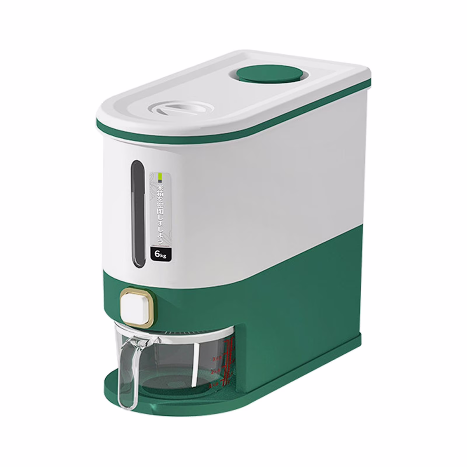 Airtight Cereal Storage Containers, Rice Dispenser Container, Kitchen Organization Grain Container Storage for Grain Flour Green 6Kg