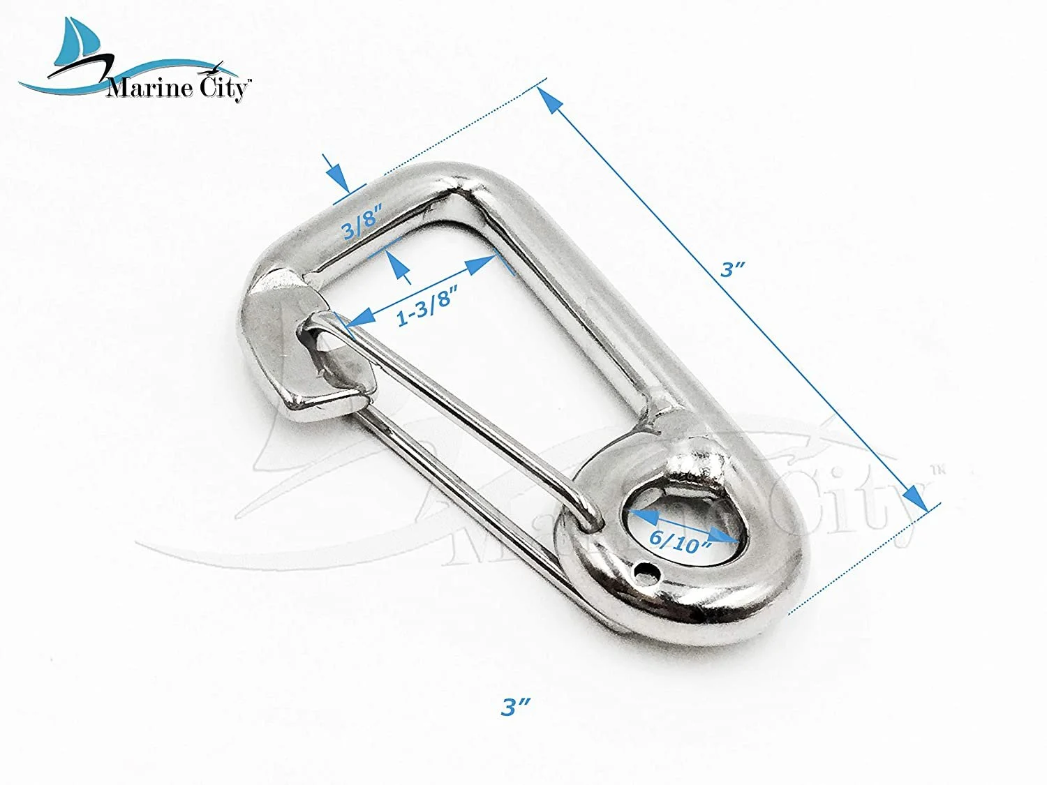 Marine City 316 Marine Grade Stainless Steel Carabiner Spring Snap Hook Boat B:3 Inches