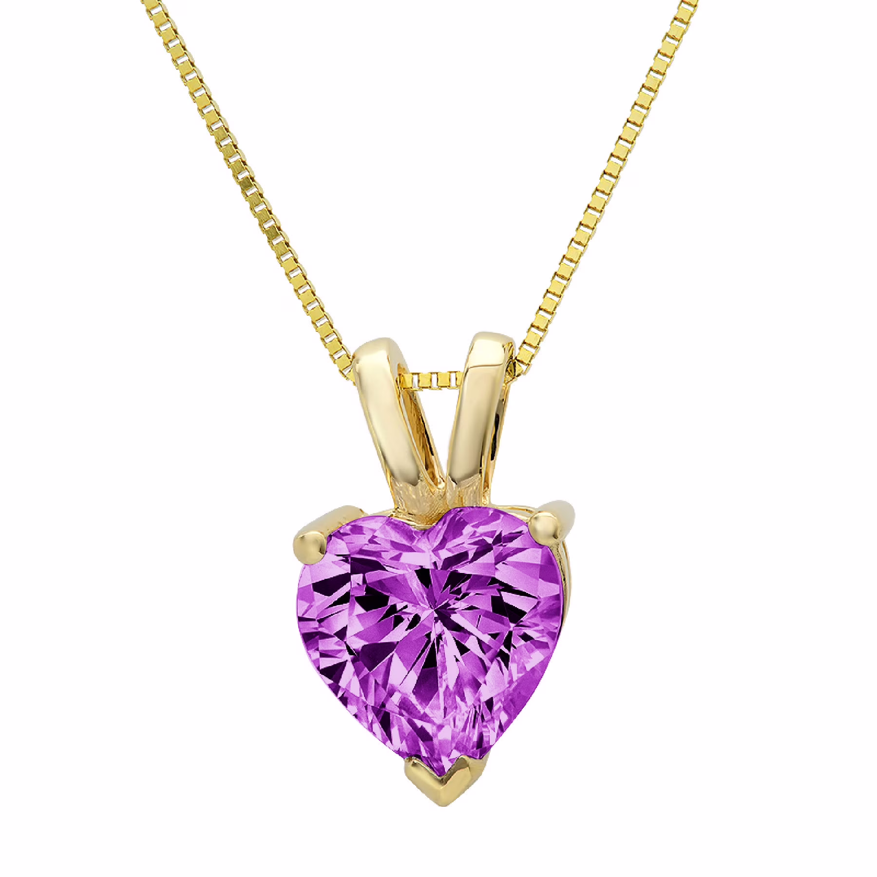 2 ct Brilliant Heart Cut Solitaire Simulated Alexandrite 18K Yellow Gold Pendant with 16