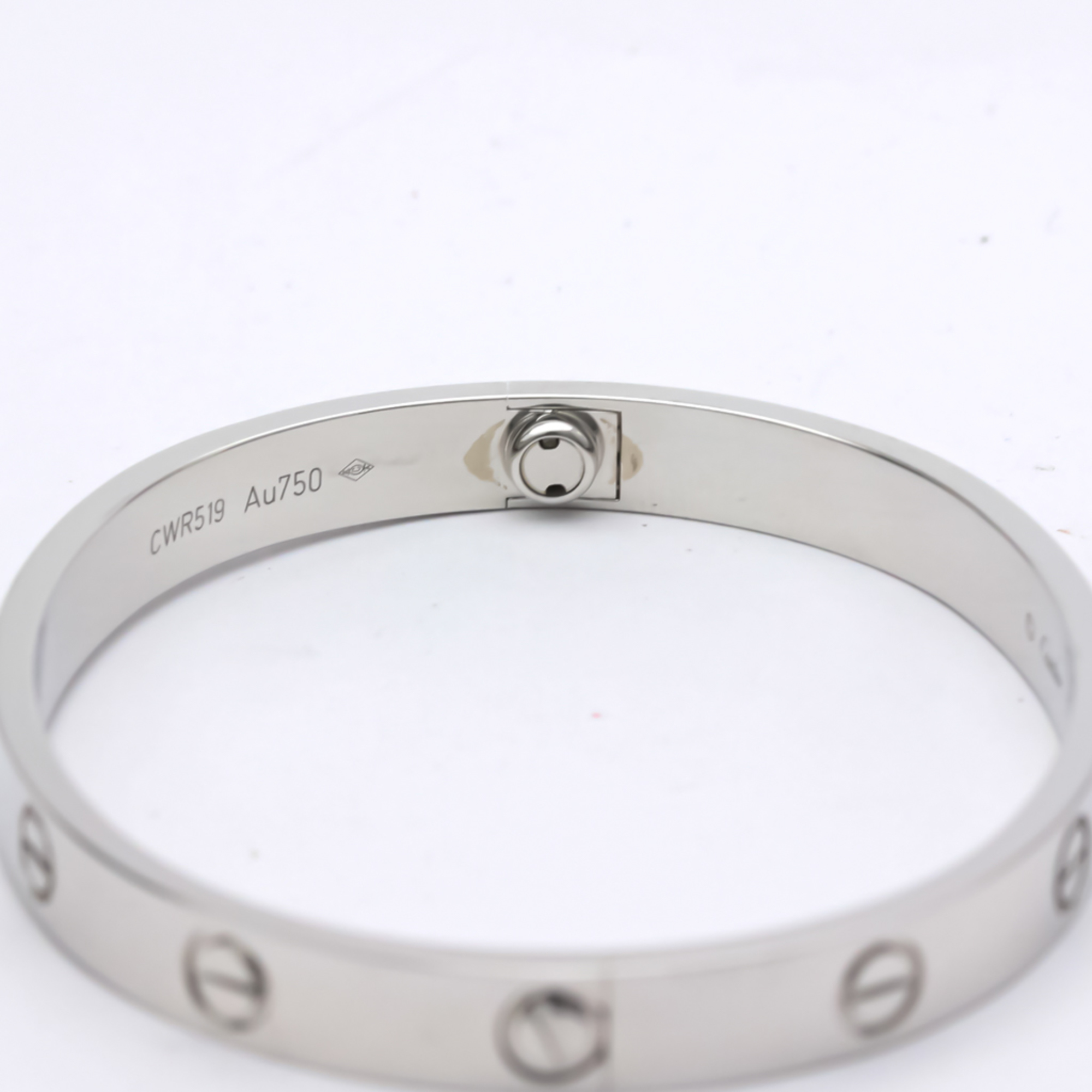 Authenticated Used Polished CARTIER Love Bracelet #17 18K White Gold Bangle BF553596