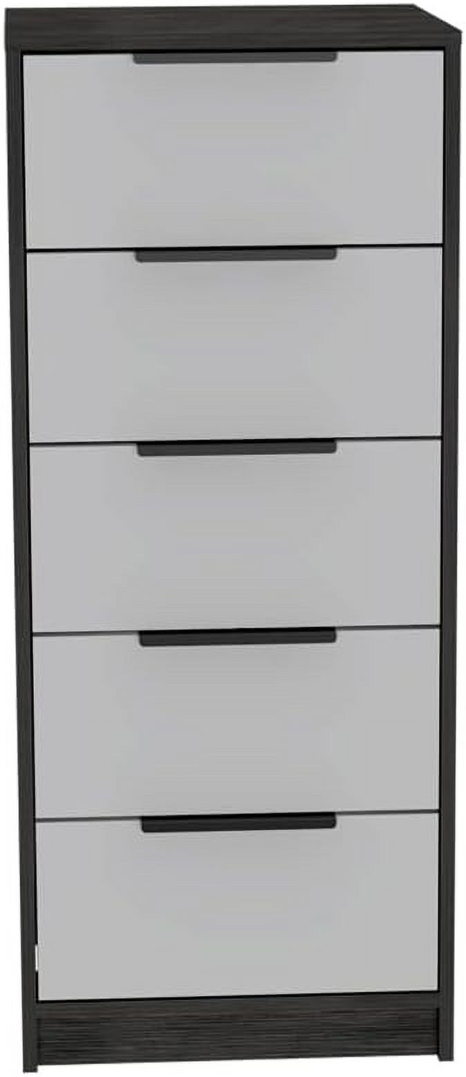 xrboomlife Modern 5-Drawer Engineered Wood Dresser in Smoky Oak/White
