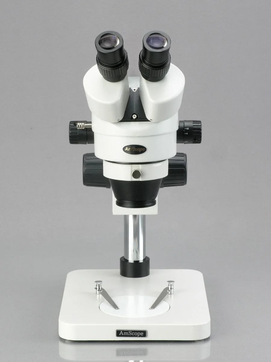 AmScope 7X-45X Table Pillar Stand Zoom Magnification Binocular Stereo Microscope New