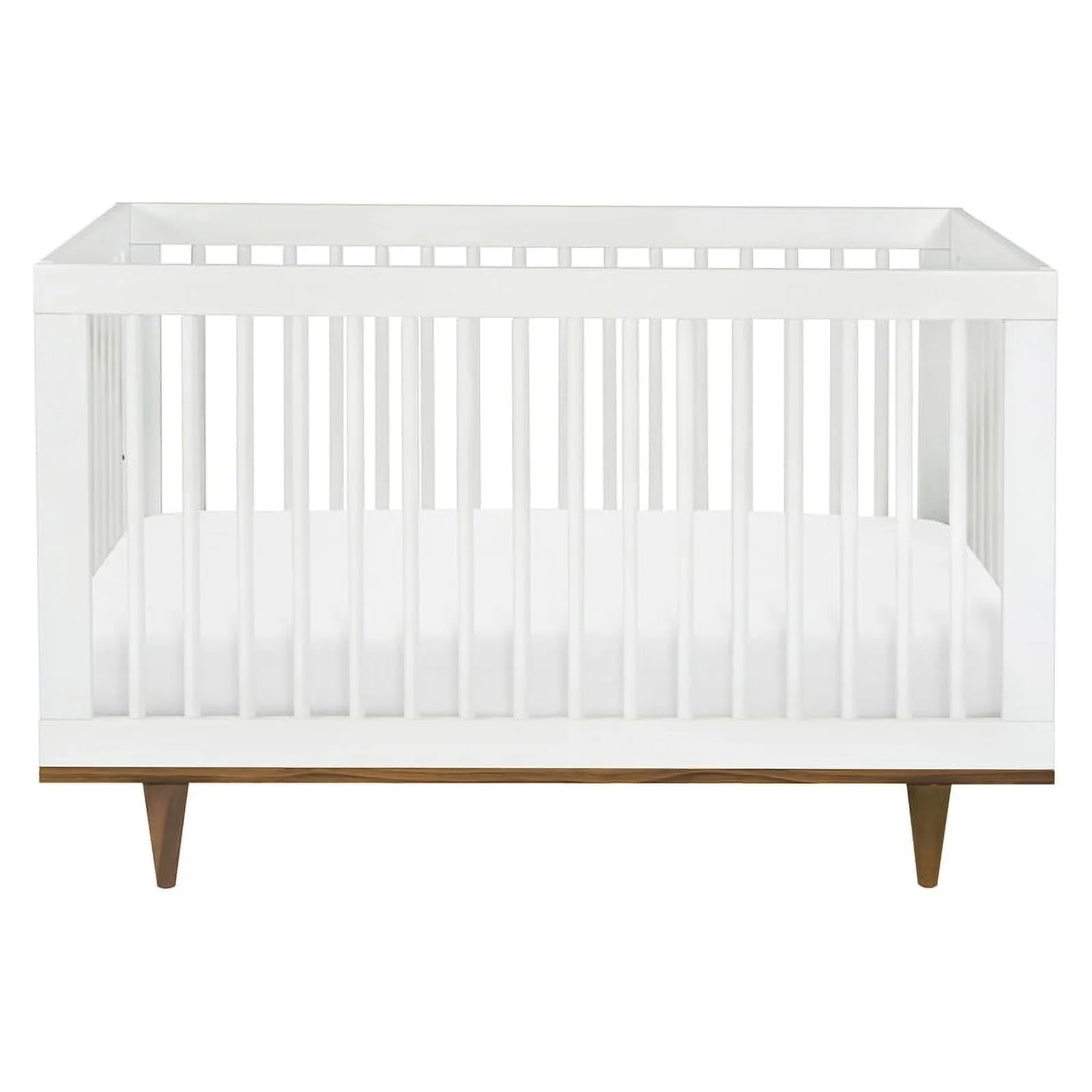 Davinci Marley Modern Pine Wood 3-In-1 Convertible Crib in White/Walnut