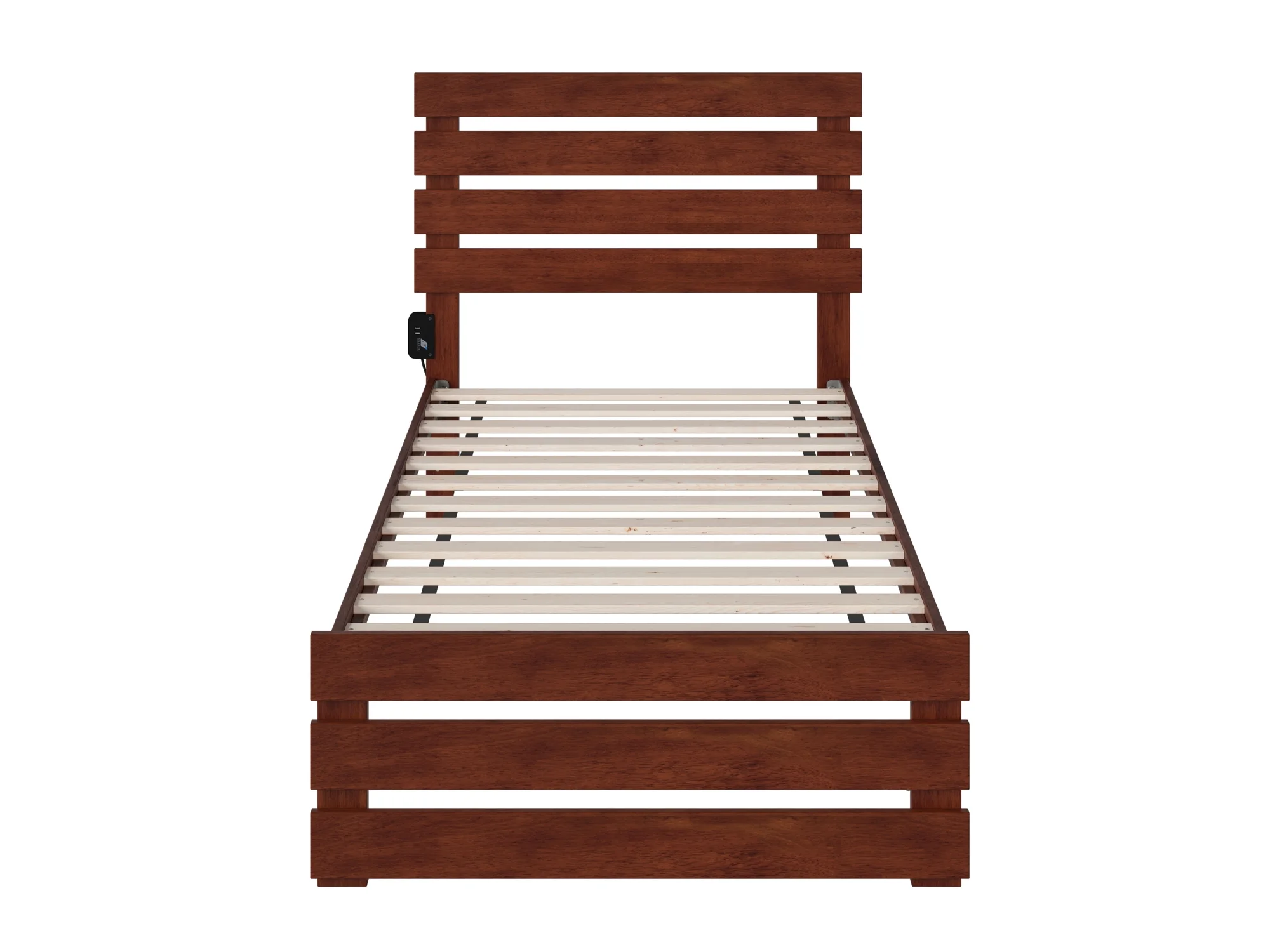Oxford Twin Bed with Footboard in Walnut with USB Turbo Charger