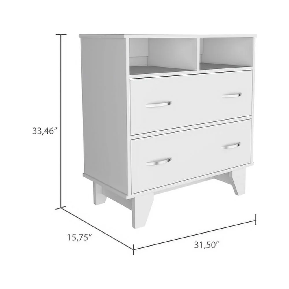 2-Drawer 2-Shelf Dresser White