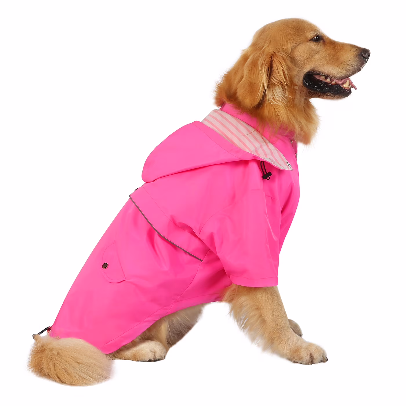 HDE Dog Raincoat Double Layer Zip Rain Jacket with Hood for Small to Large Dogs Pink 2XL