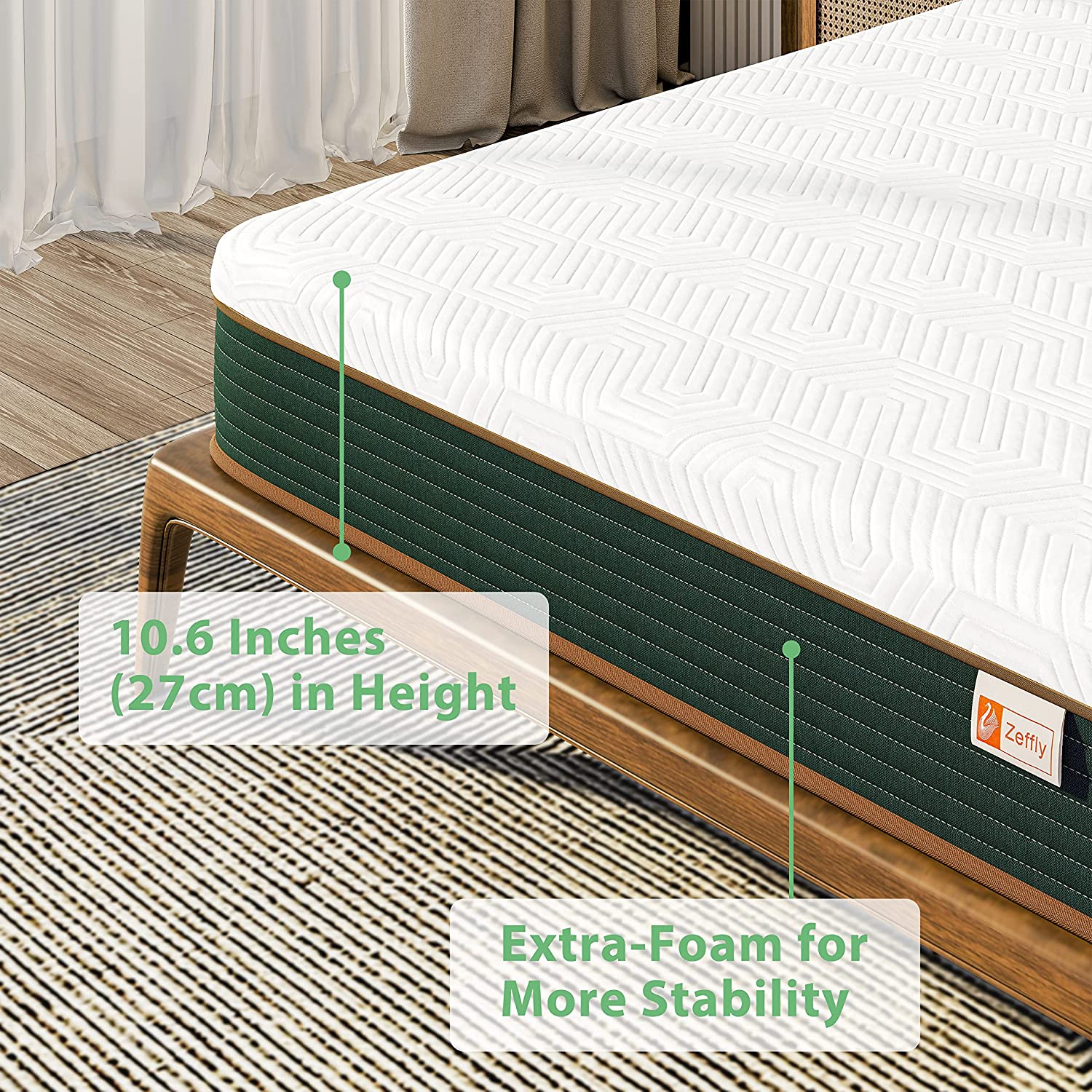 Zeffly Mattress 10 Inch Queen Mattresses Innerspring Gel Memory Foam Mattress in a Box