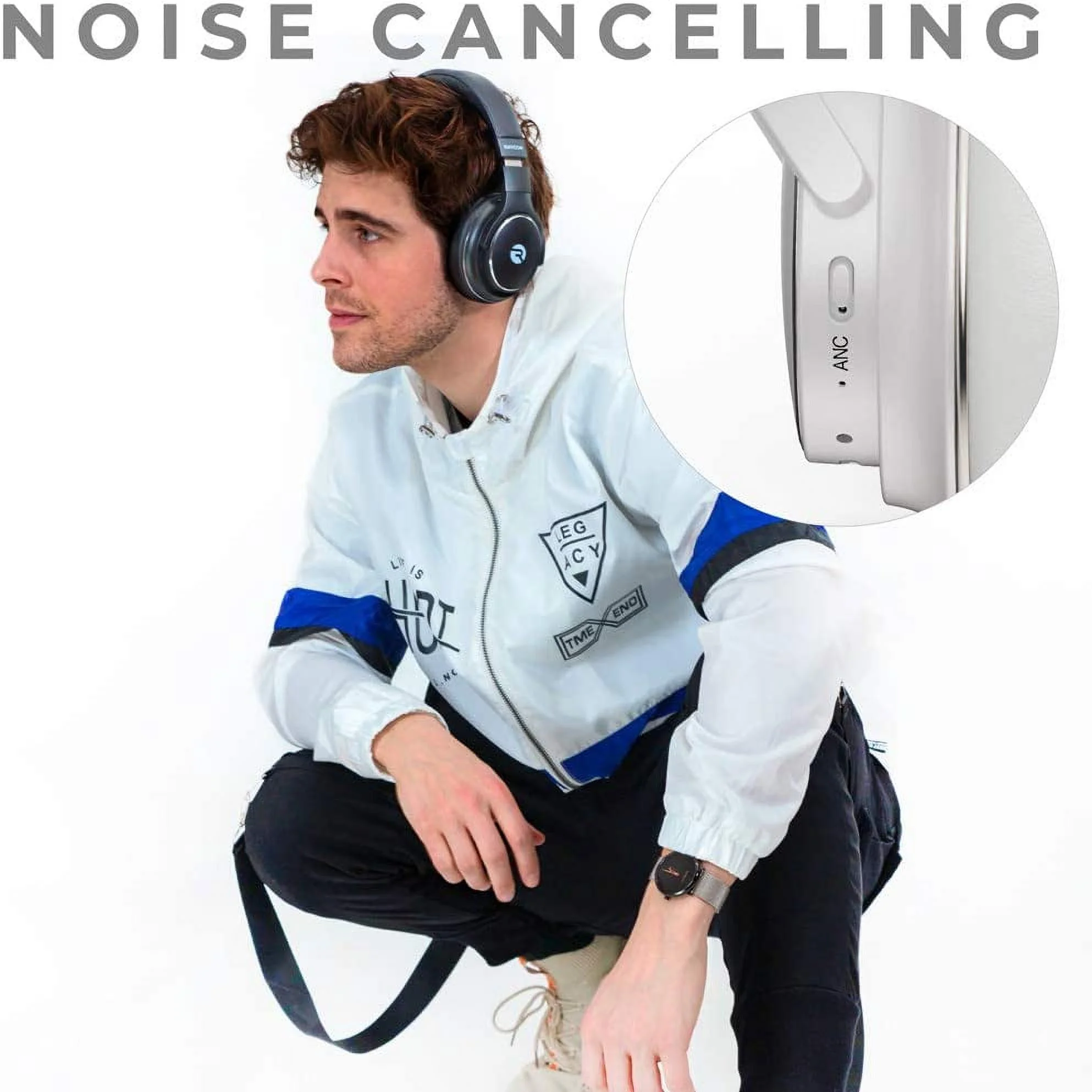 Raycon the Everyday Over-Ear Headphones, bluetooth and wireless with built-in Mic - Carbon Black